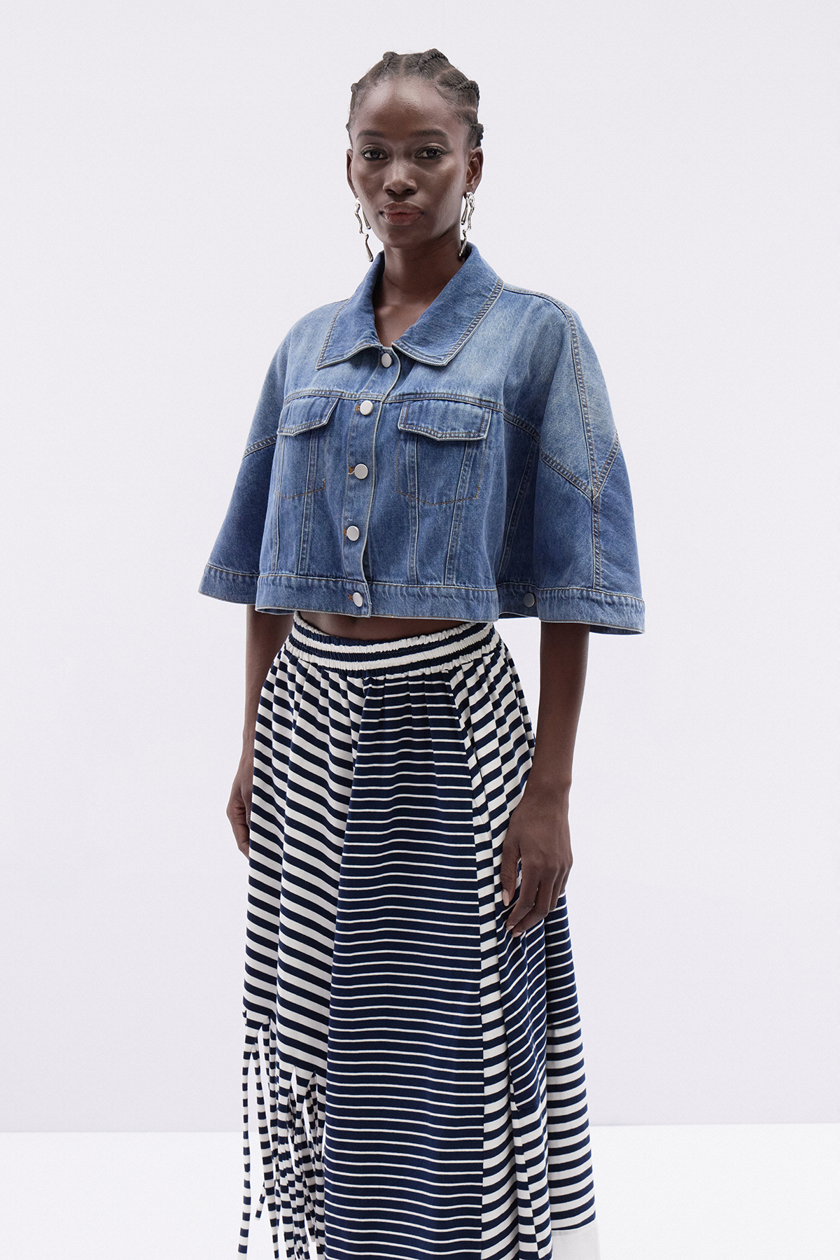 Friedel Cape Sleeve Denim Top