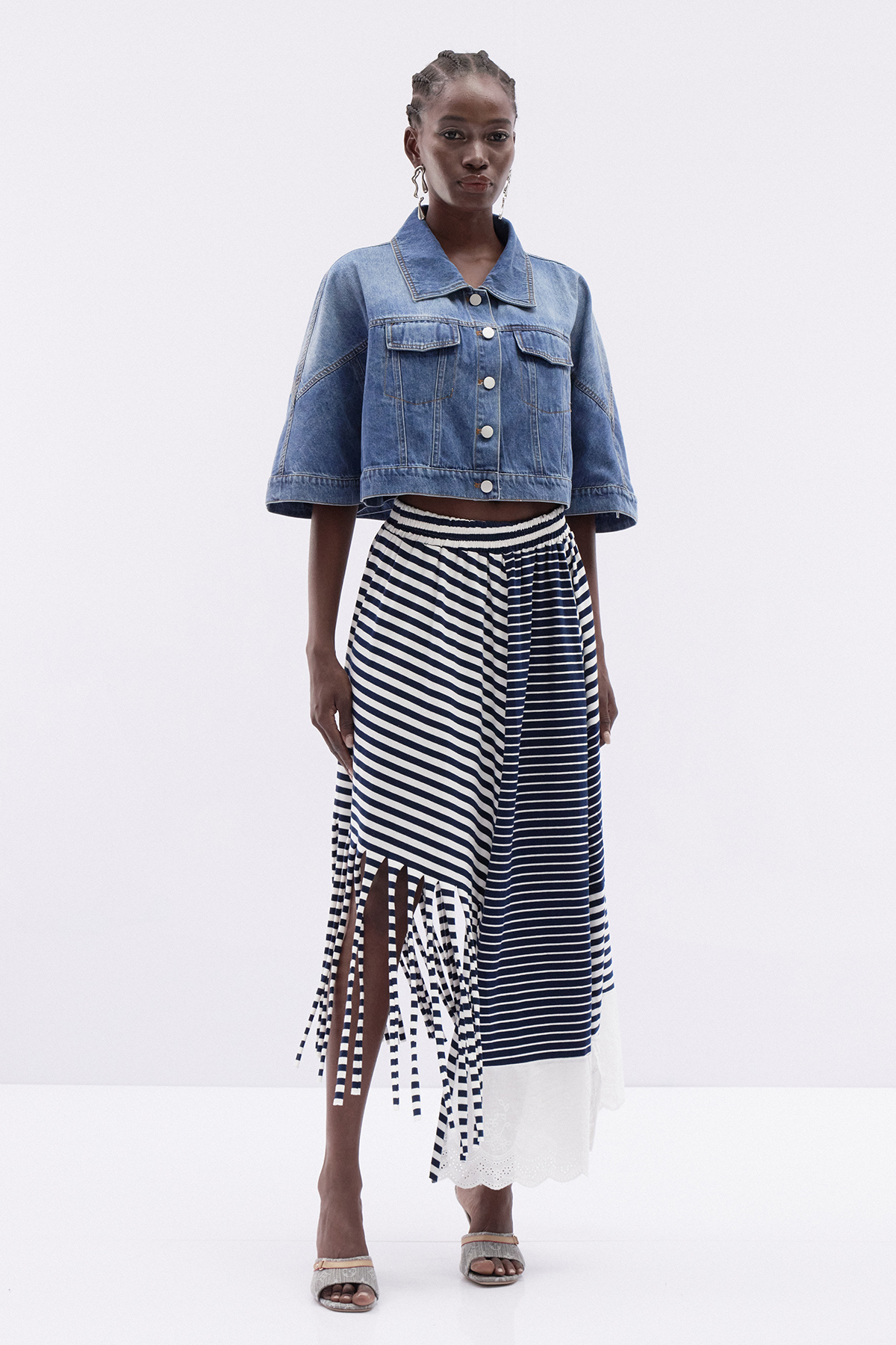 Friedel Cape Sleeve Denim Top