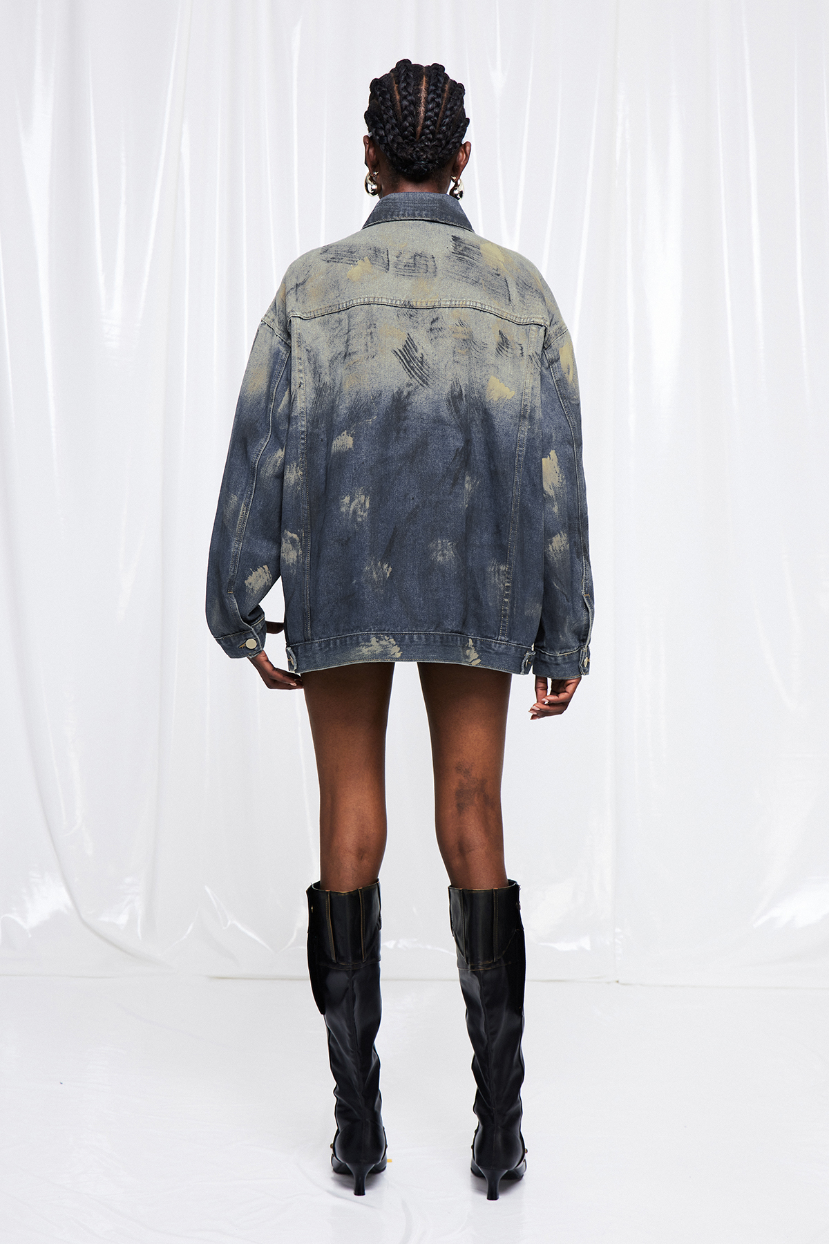 Friedhelm Asymmetric Print Denim Jacket