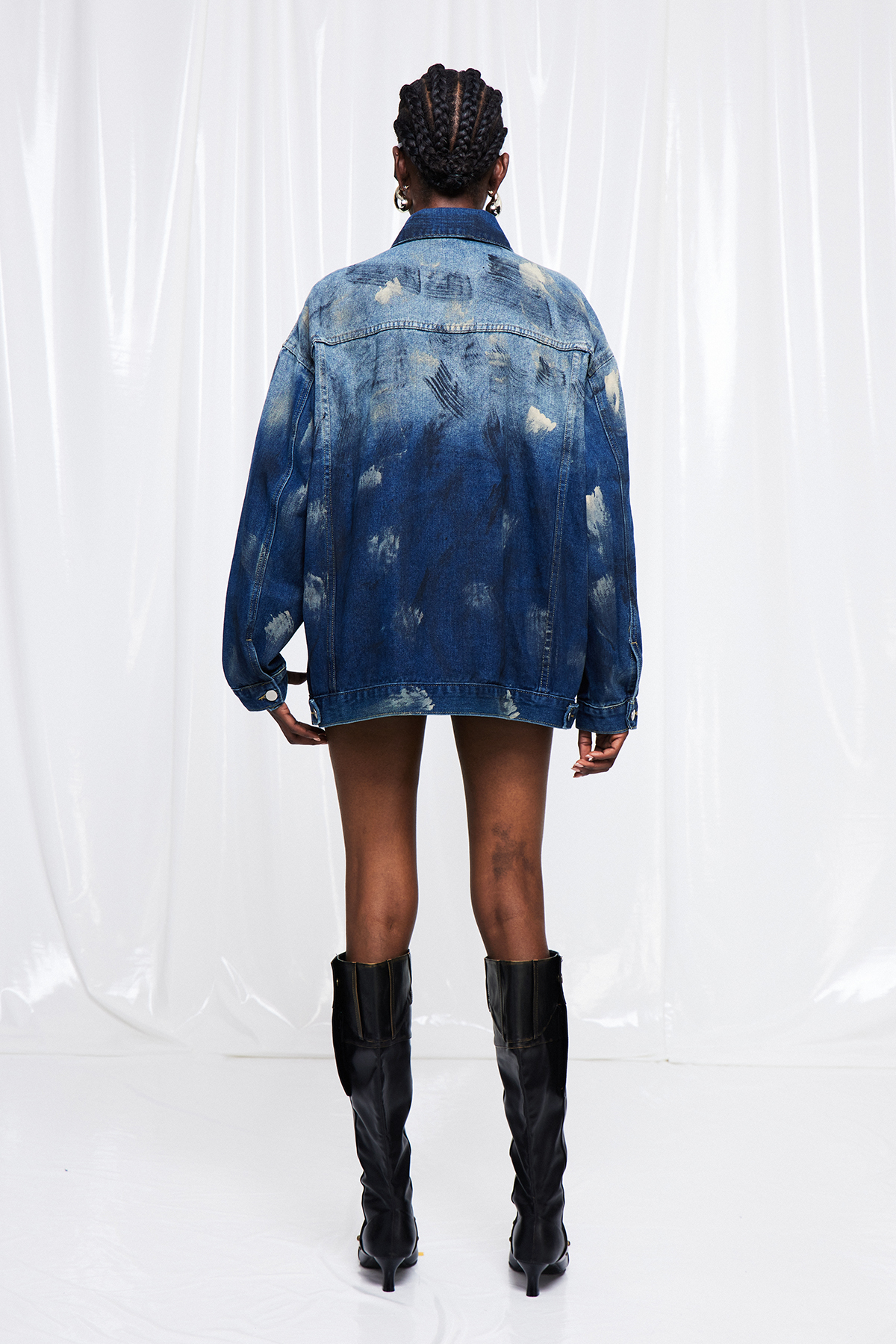Friedhelm Asymmetric Print Denim Jacket