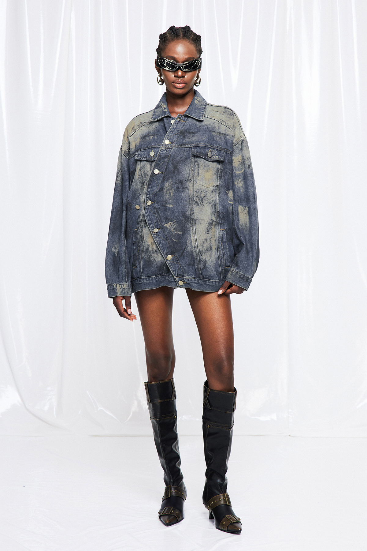 Friedhelm Asymmetric Print Denim Jacket