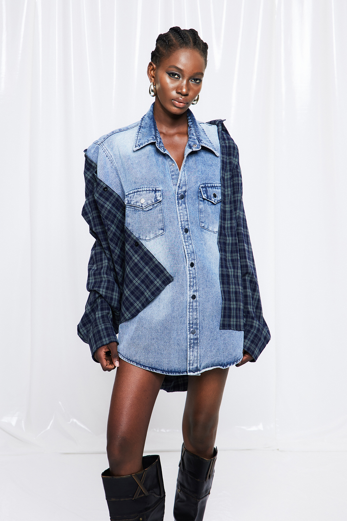 Friedrich Grid Deconstruct Denim Jacket