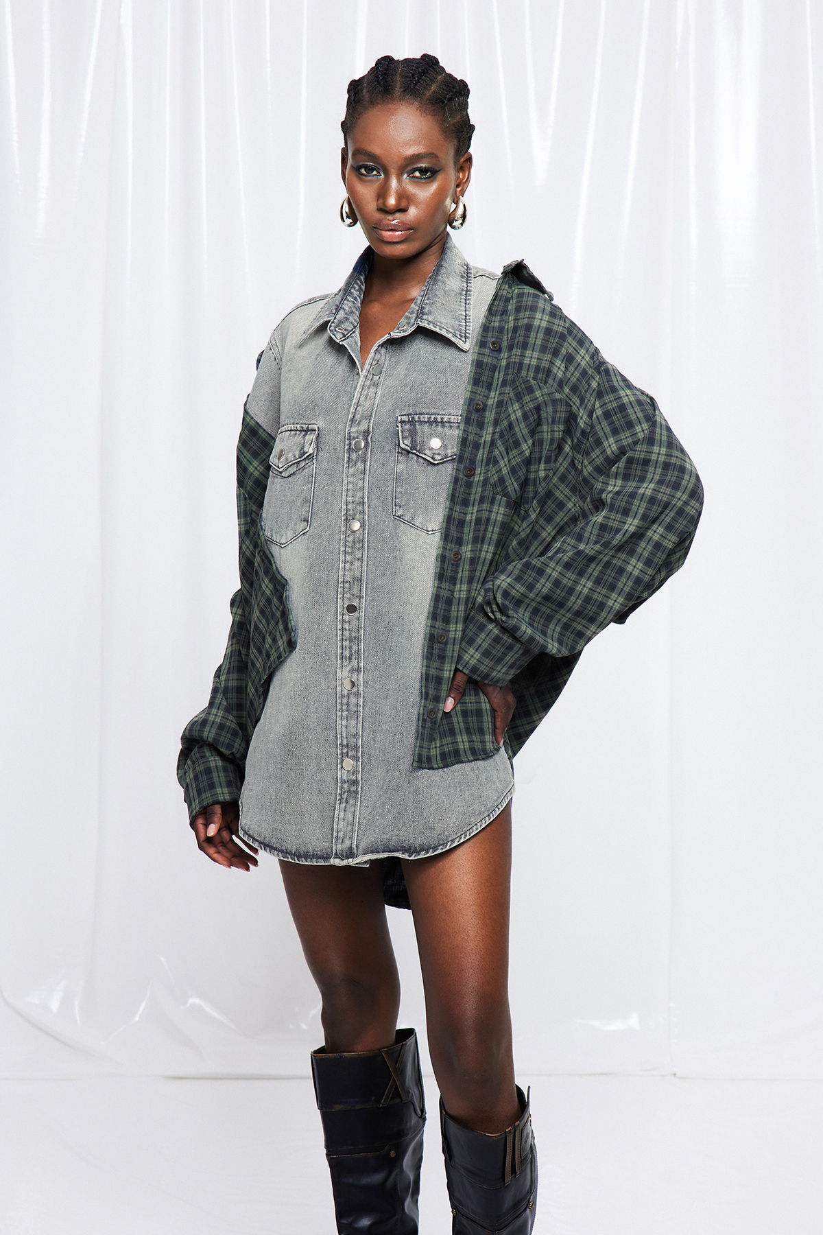Friedrich Grid Deconstruct Denim Jacket