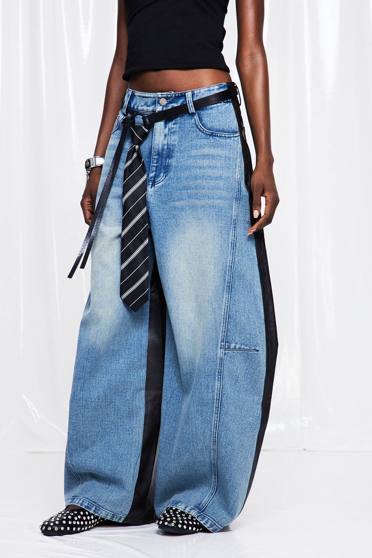 Frig Deconstruct Leather Jeans