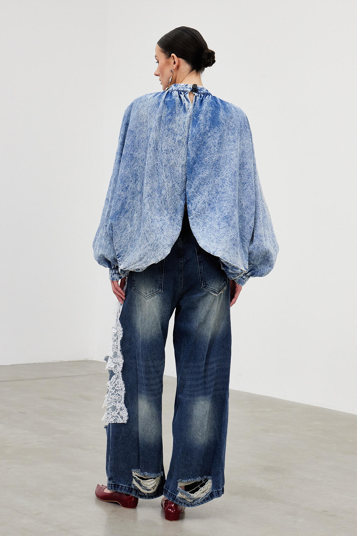 Froilan Split Bow Denim Top