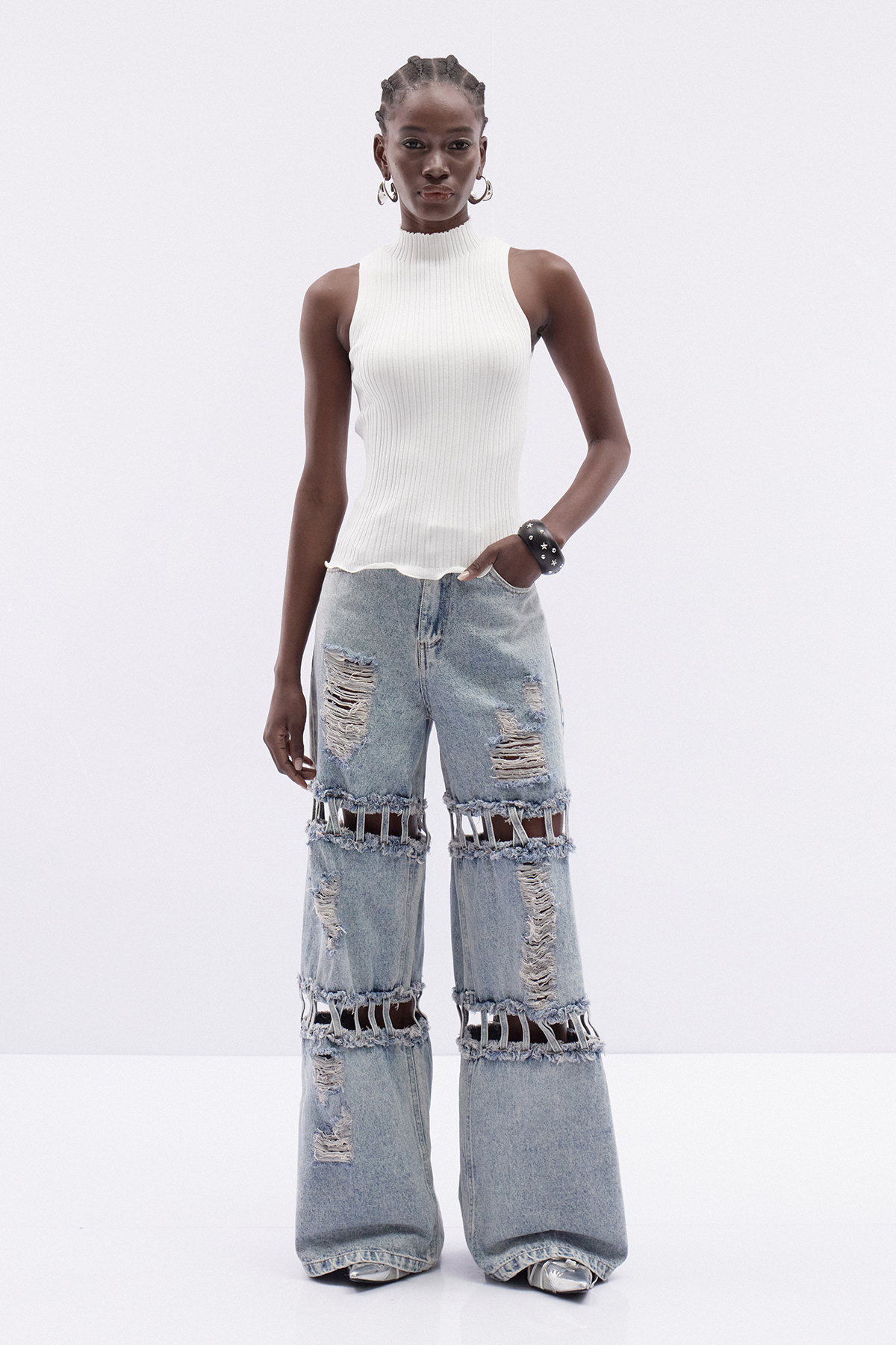 Frosina Cutout Ripped Jeans