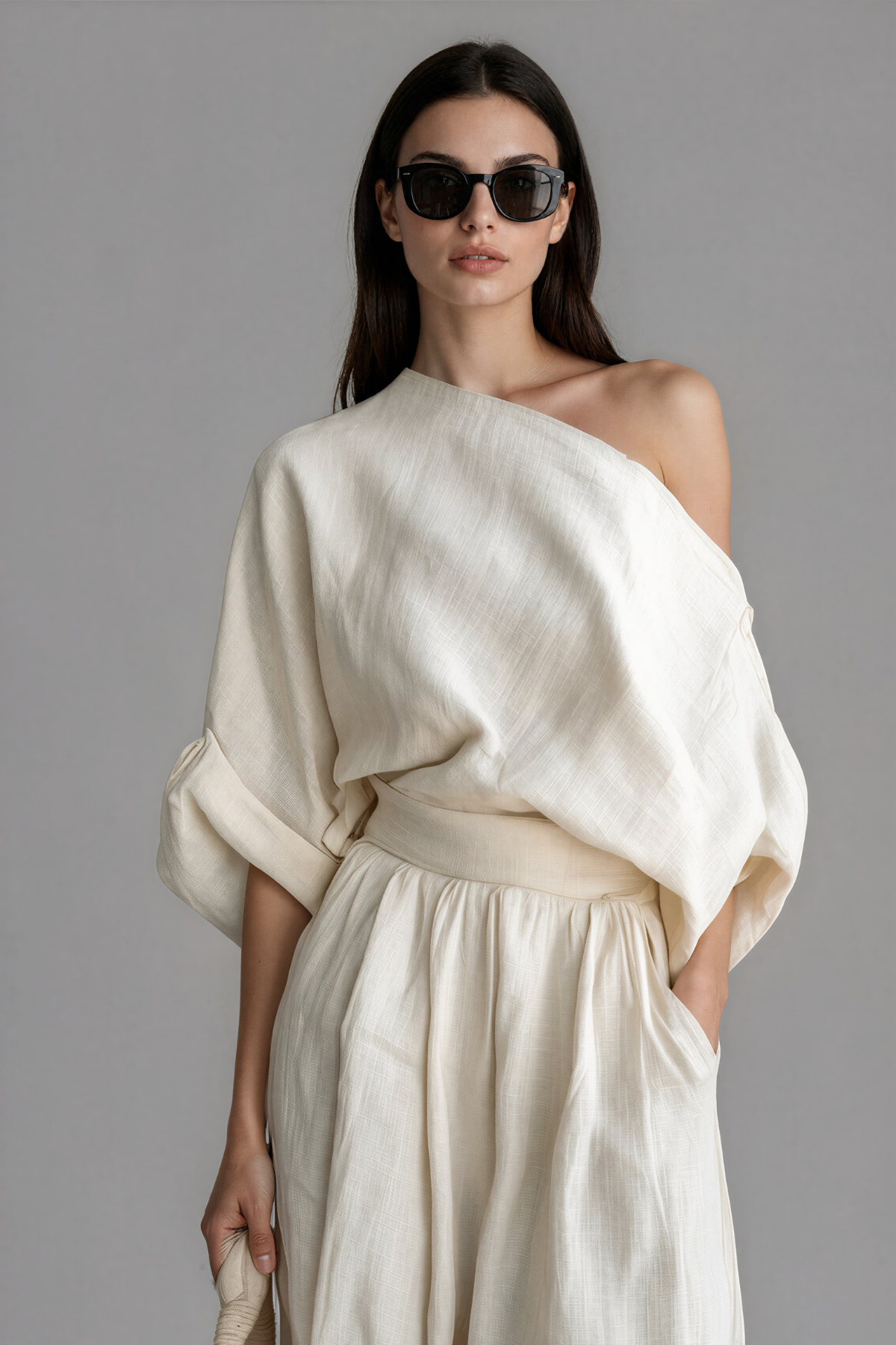 Frost Linen One Shoulder Set 