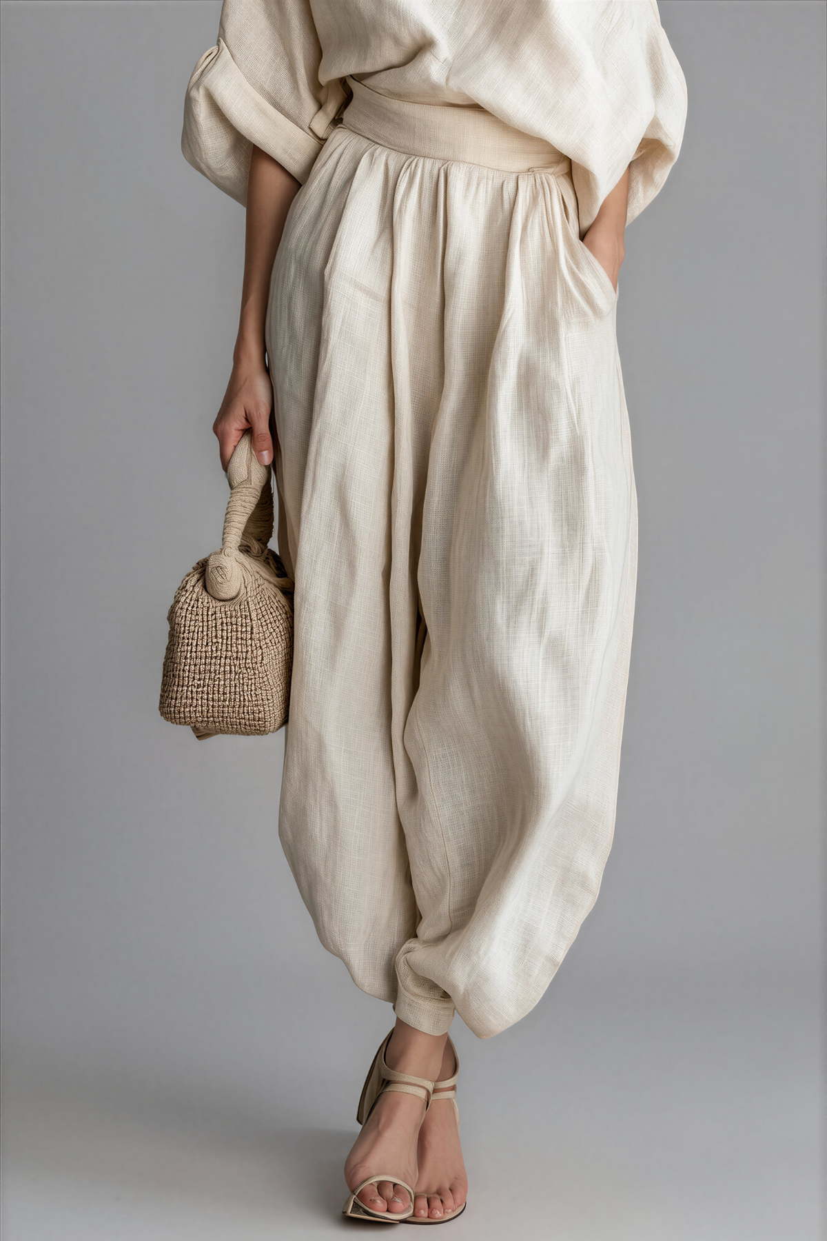 Frost Linen One Shoulder Set 