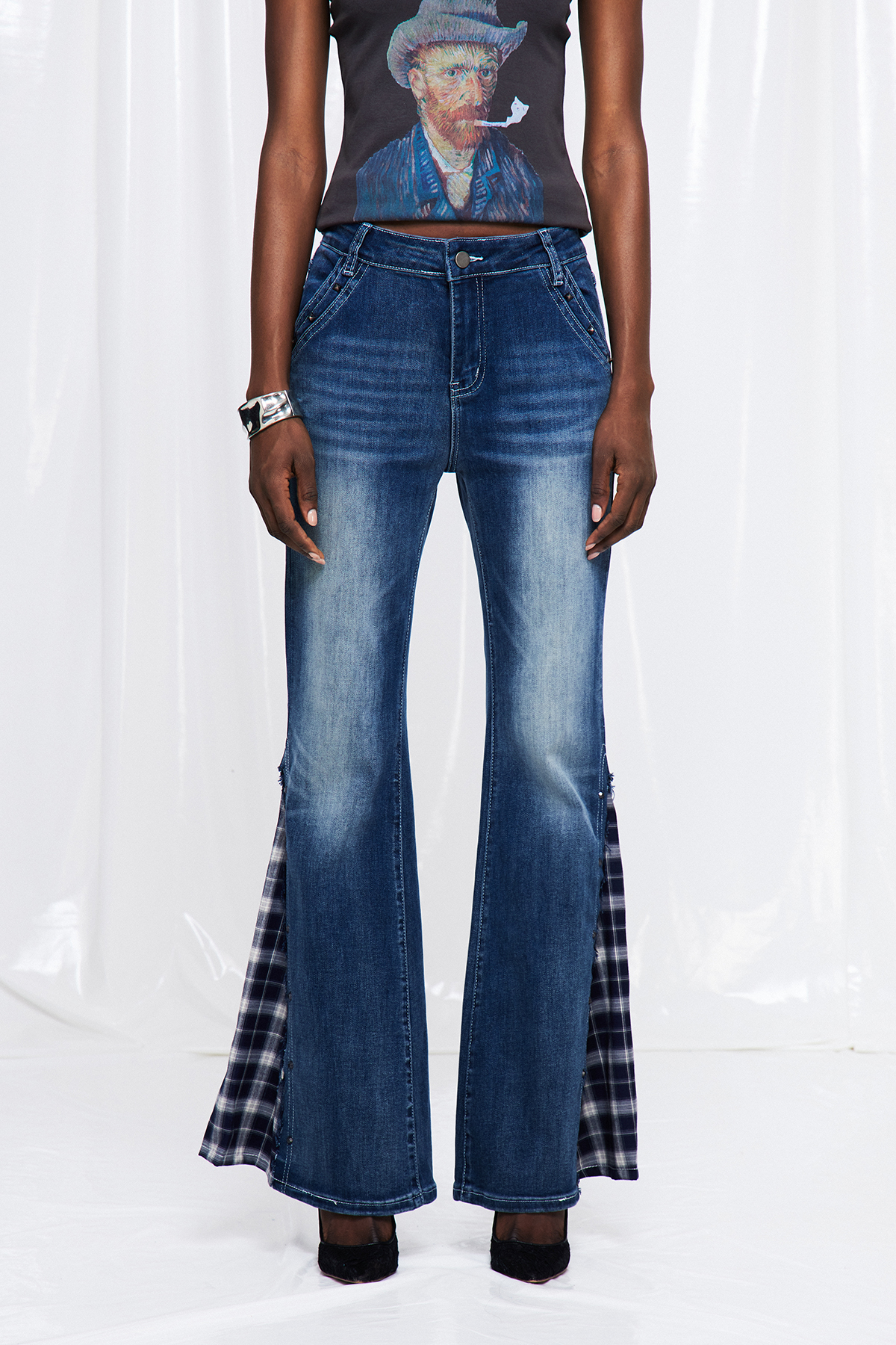 Fructuosus Grid Bootcut Jeans