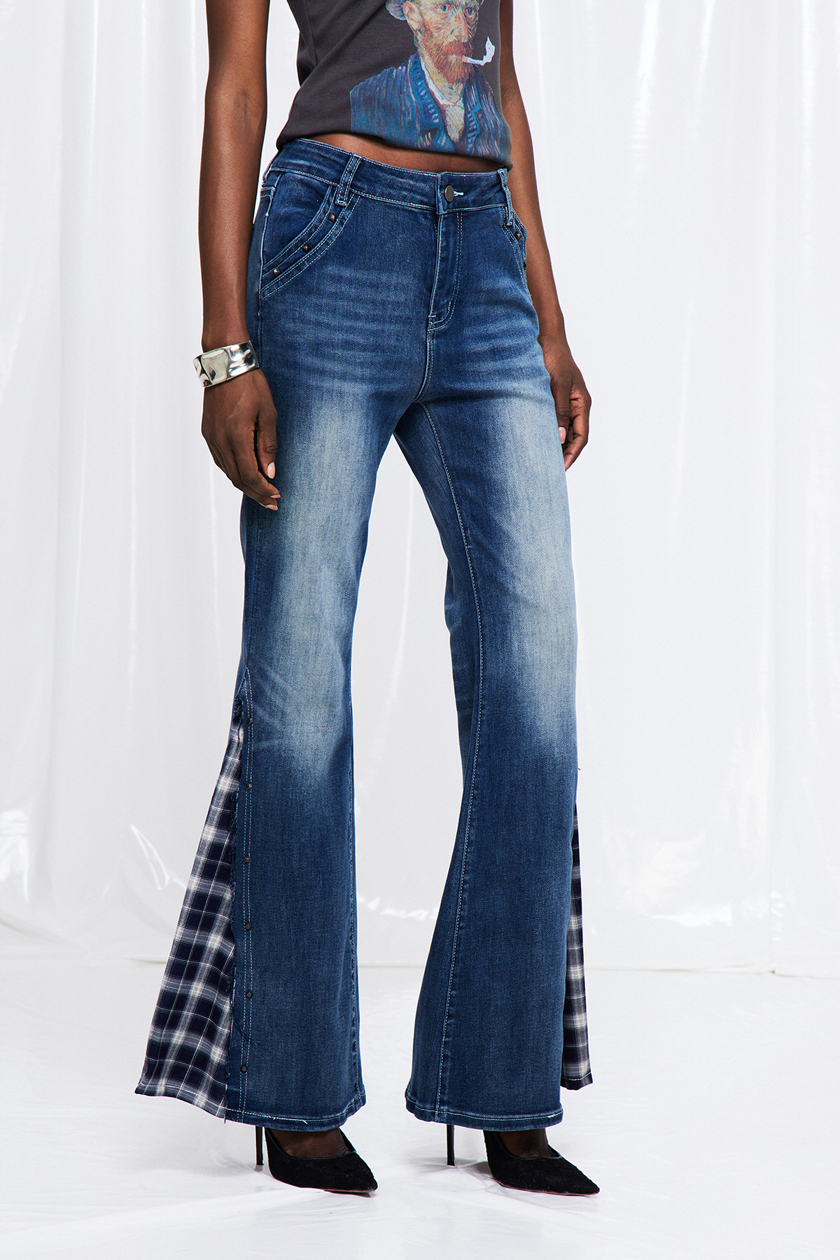 Fructuosus Grid Bootcut Jeans