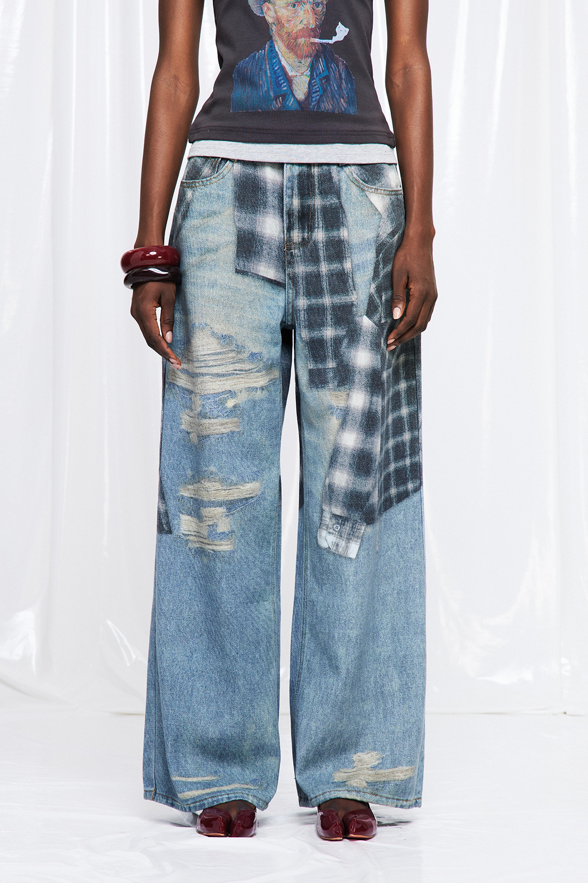 Fructus Grid Ripped Jeans