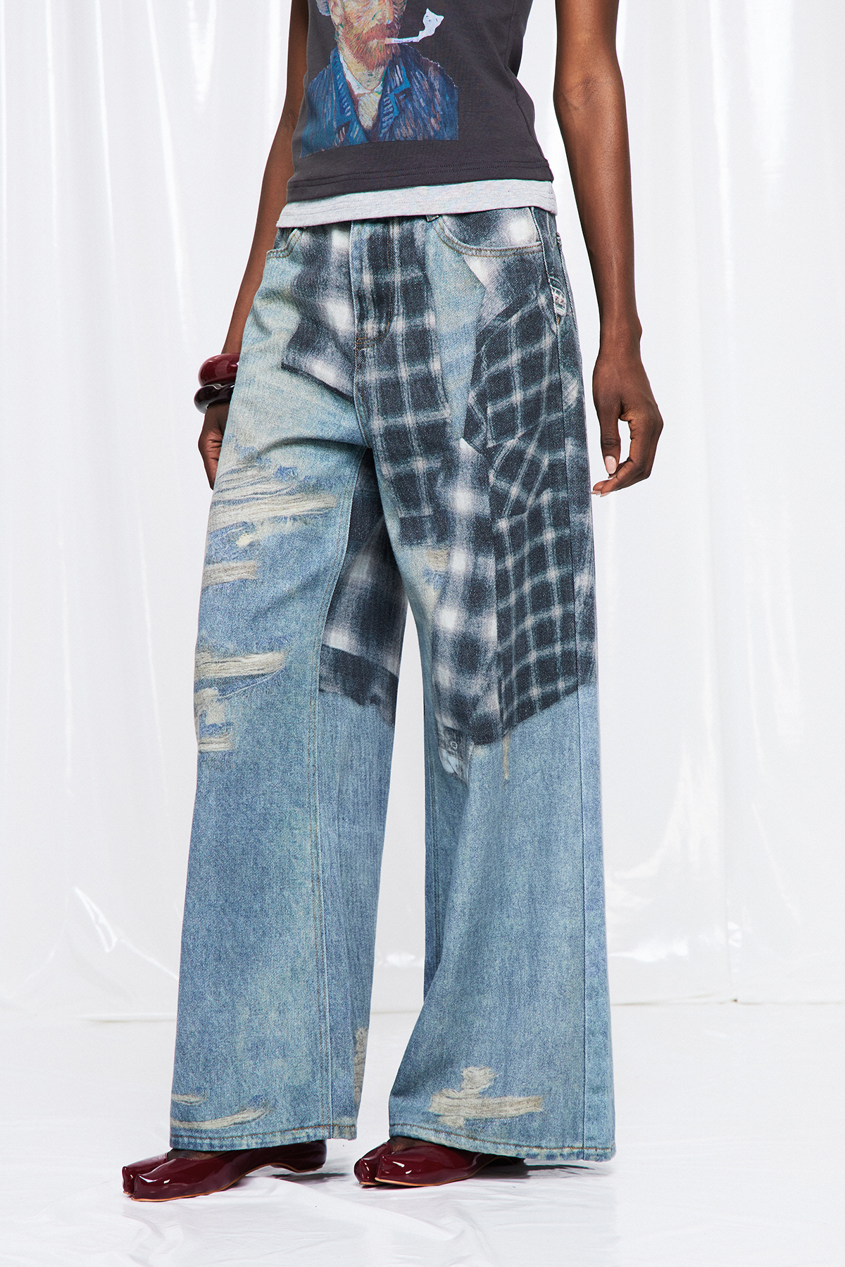 Fructus Grid Ripped Jeans