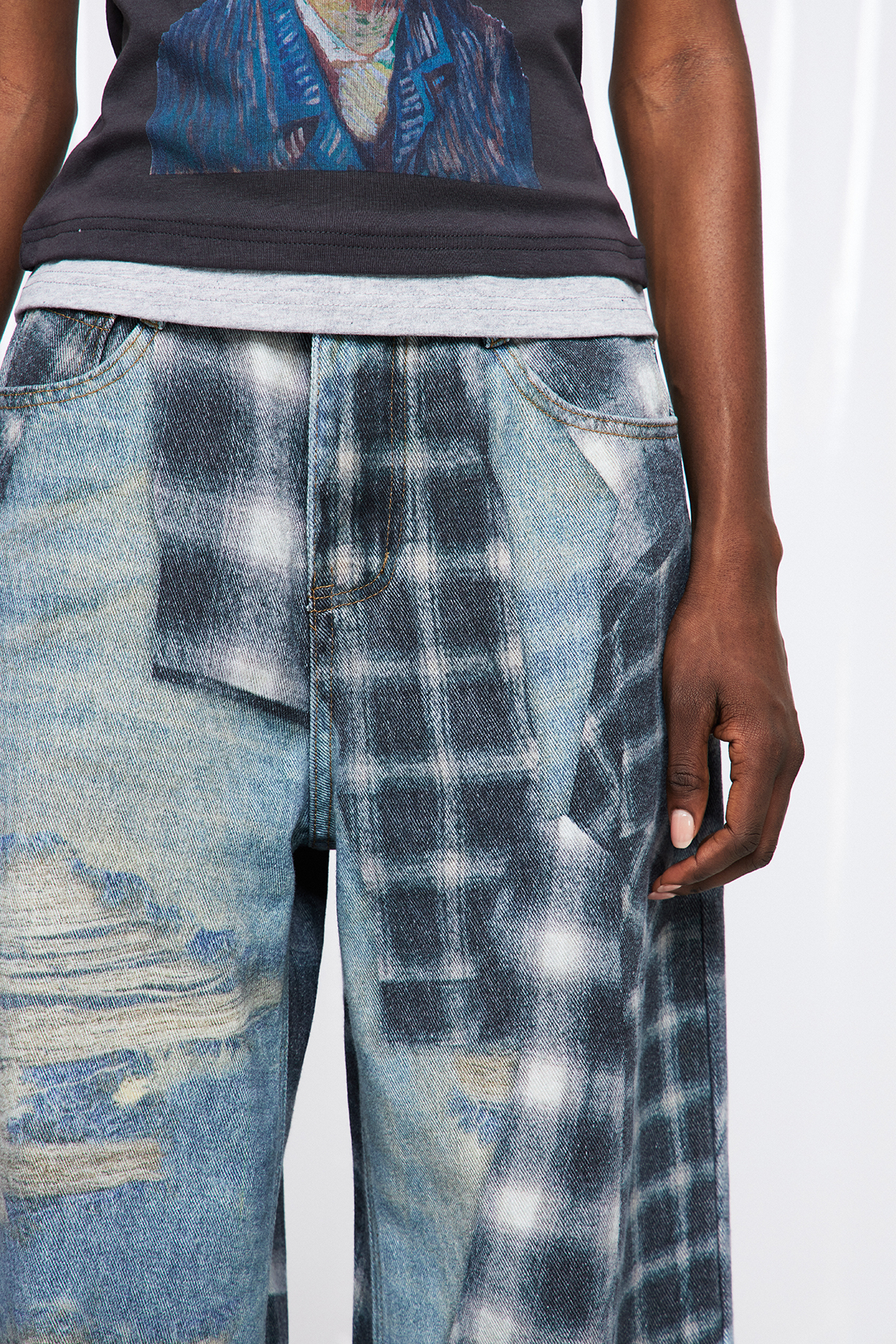 Fructus Grid Ripped Jeans