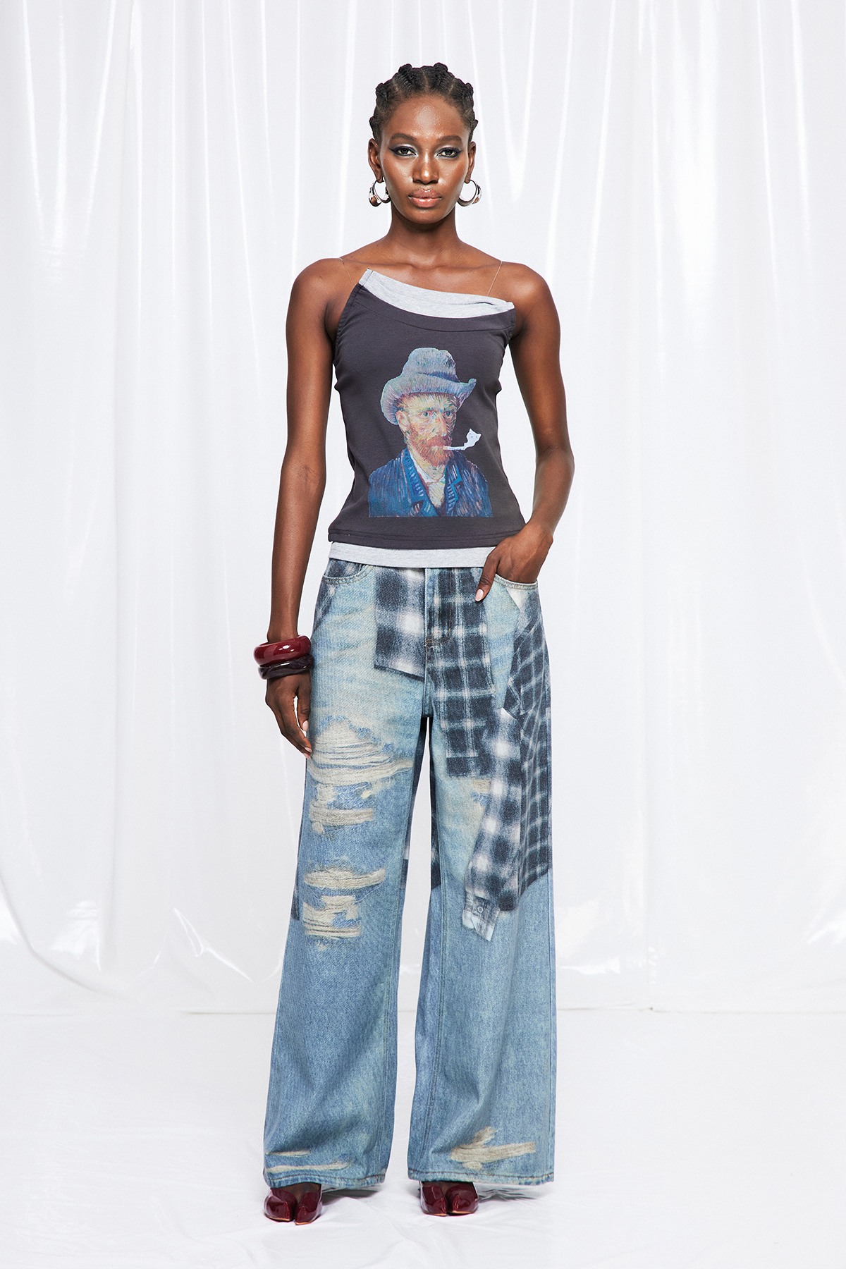 Fructus Grid Ripped Jeans