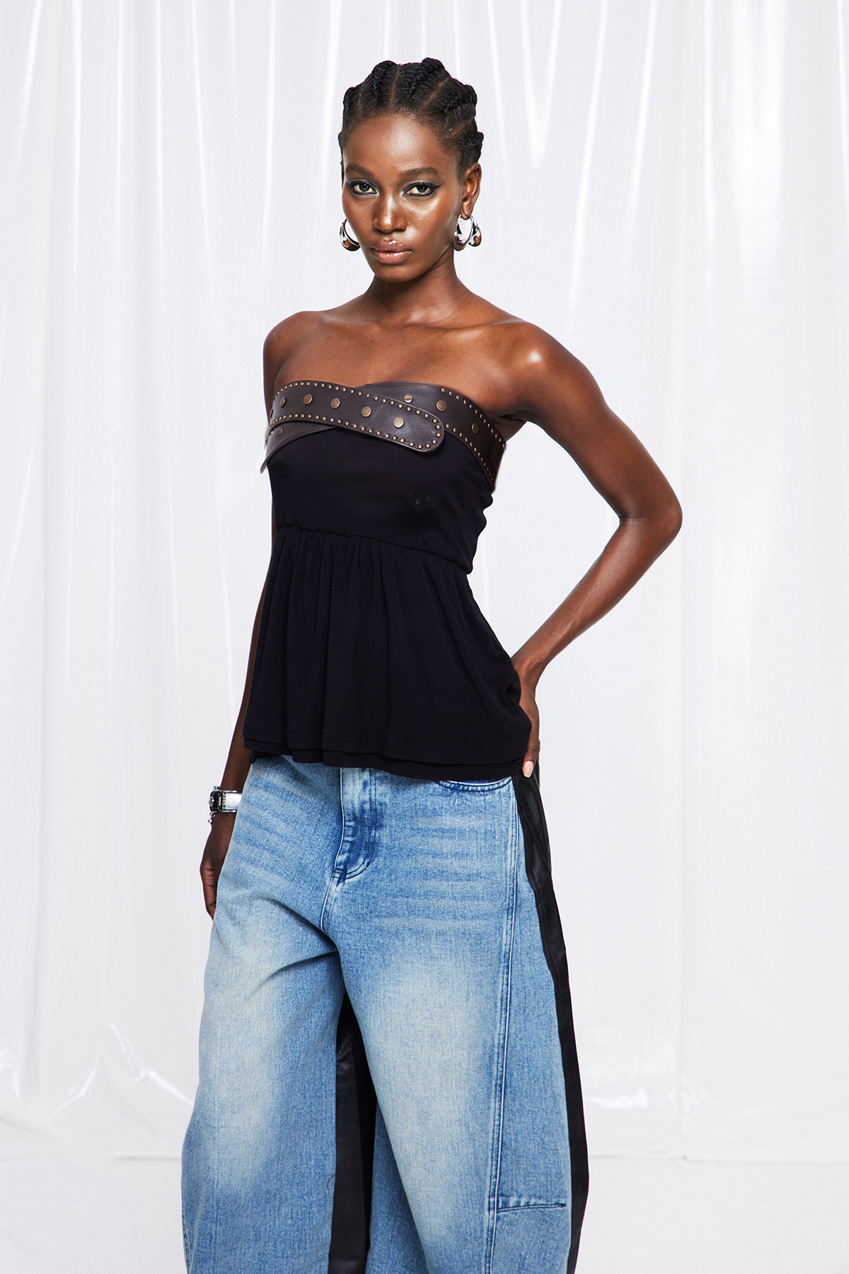 Fryderyka Strapless Ruffle Top