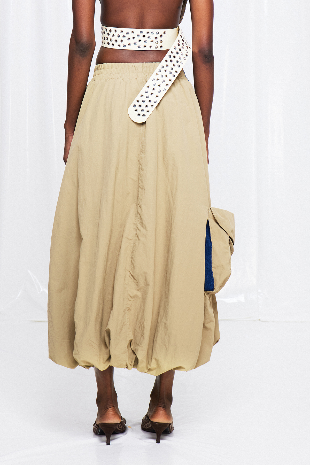 Fuensanta Denim Deconstruct Bubble Maxi Skirt