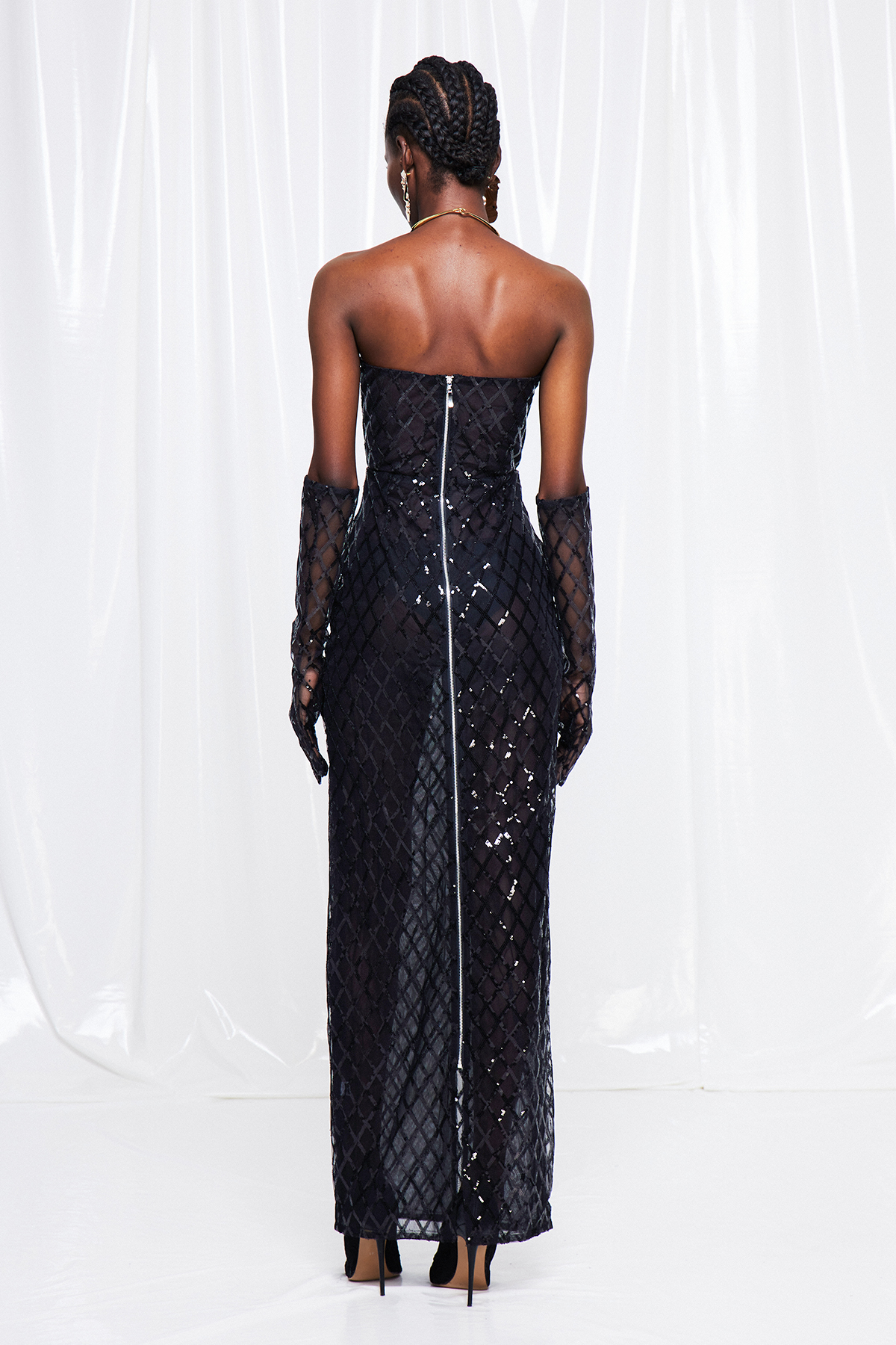 Fulco Diamond Pattern Bow Maxi Dress