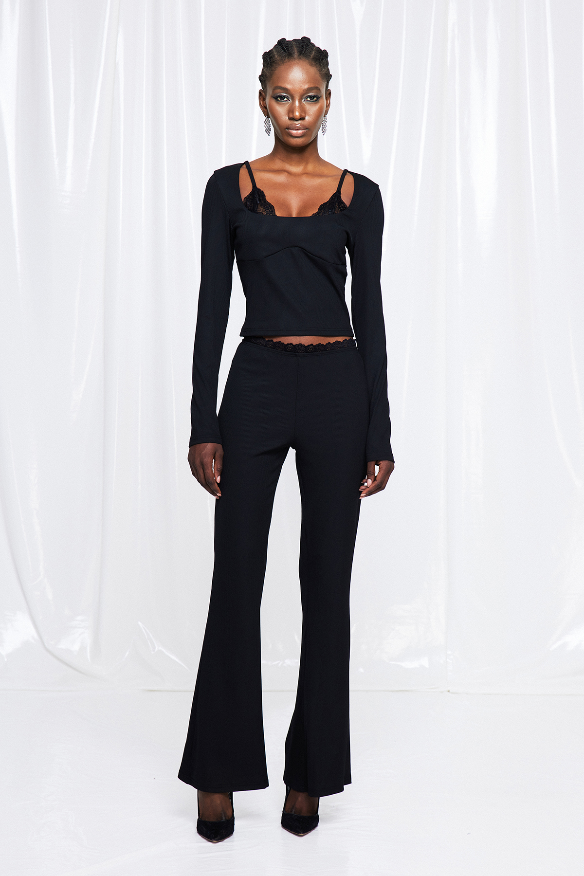 Fulke Crop Lace Pants Set