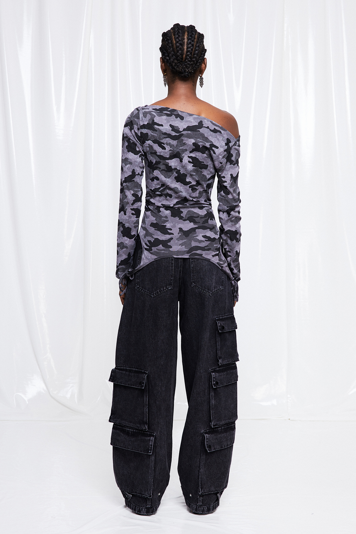 Fulton Off Shoulder Camouflage Top