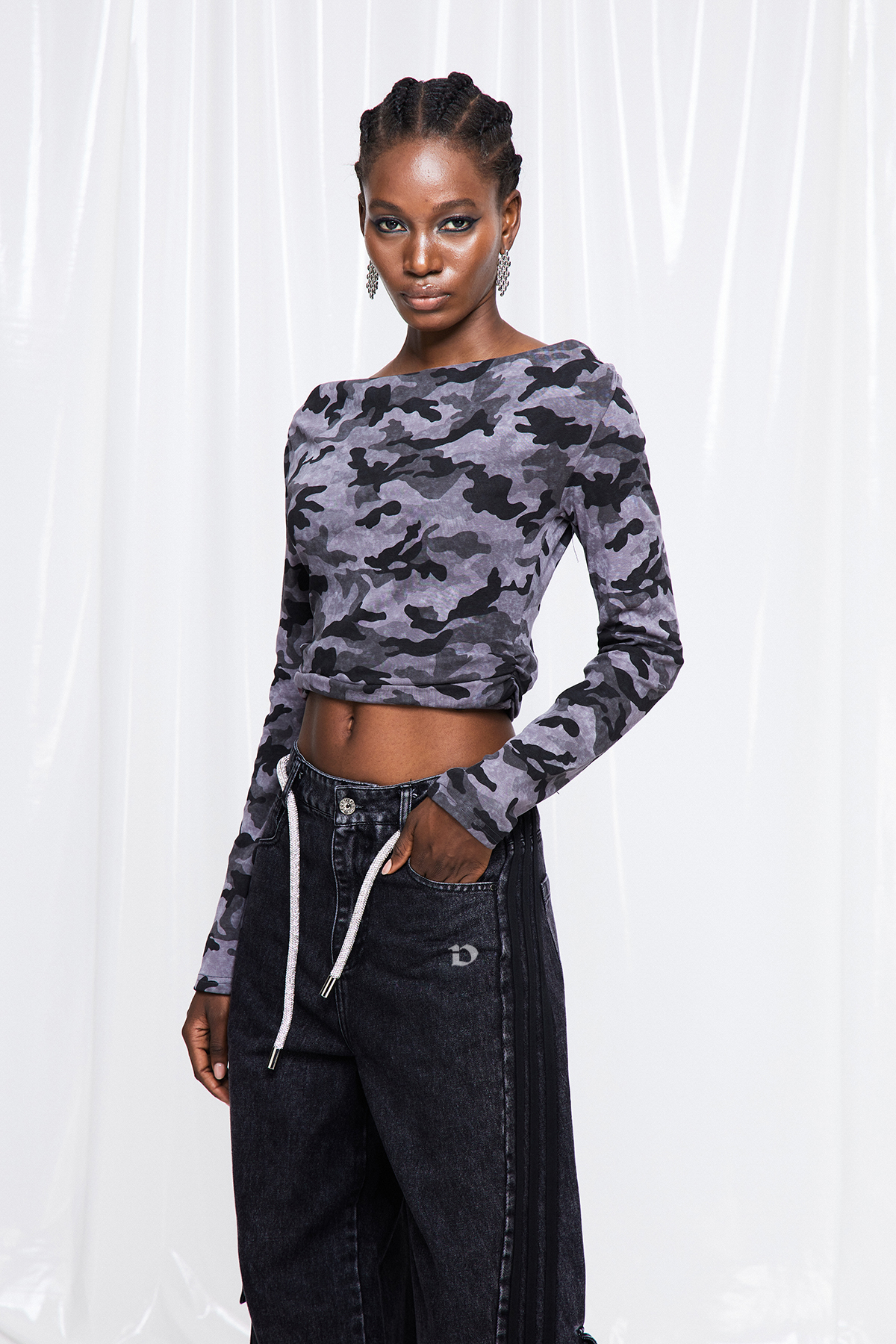 Fulton Off Shoulder Camouflage Top