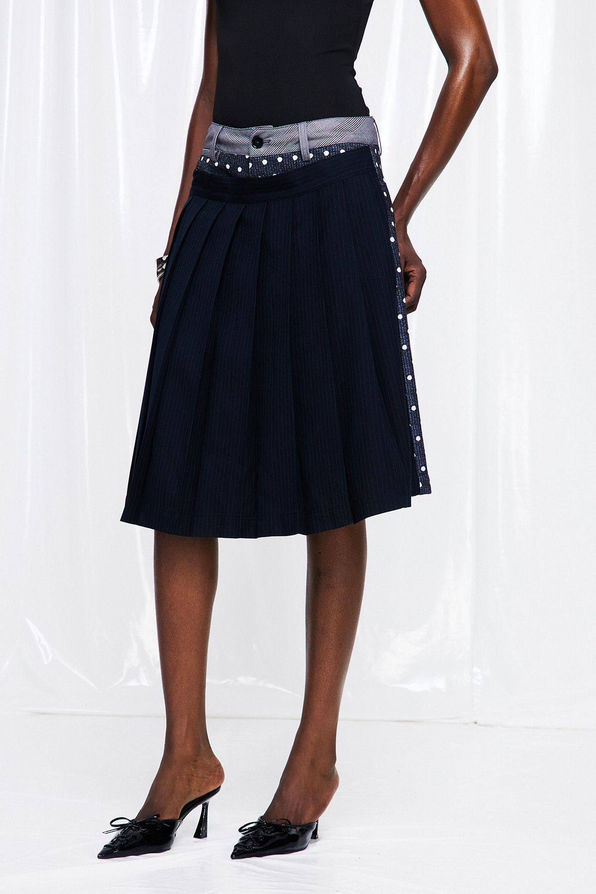 Fulvius Dot Pleated Midi Skirt