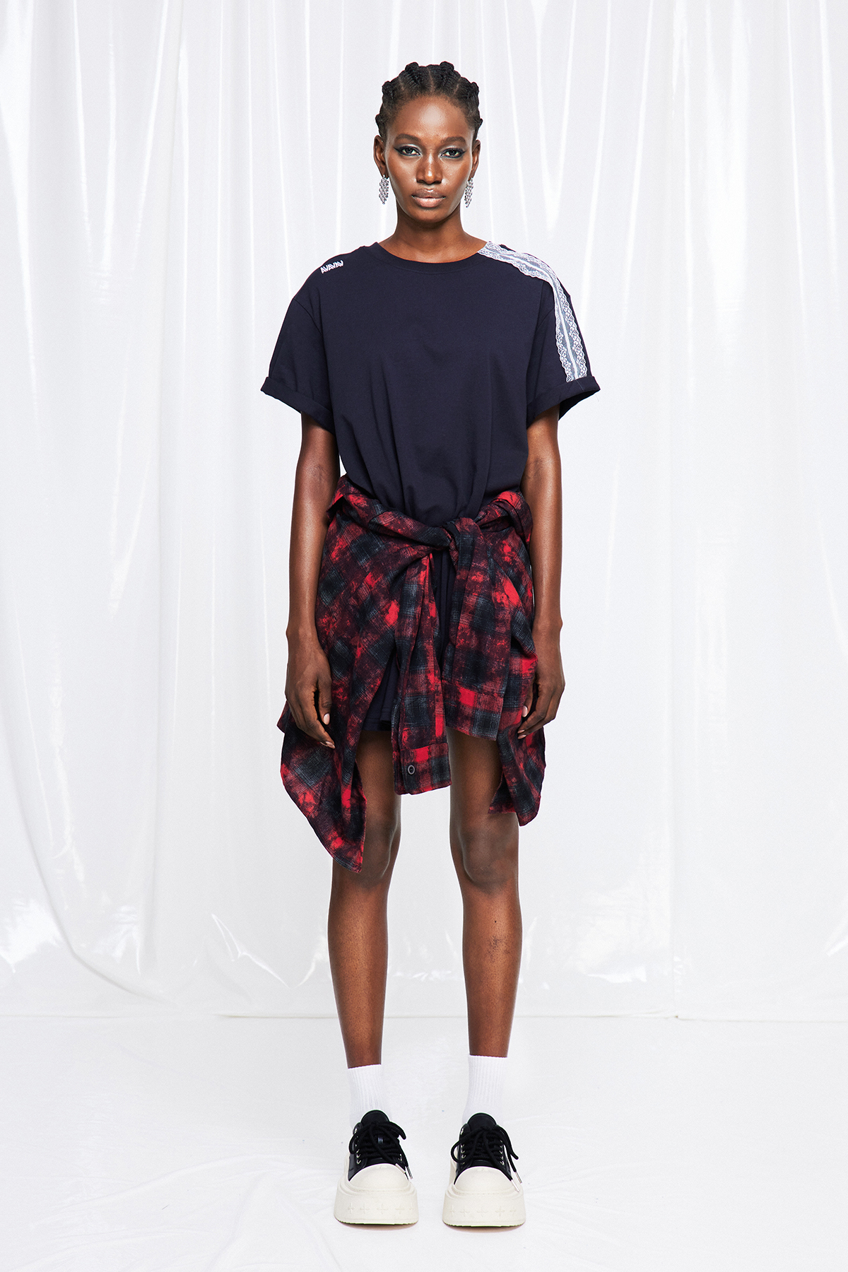 Fumnanya Grid Tie Up Mini Dress