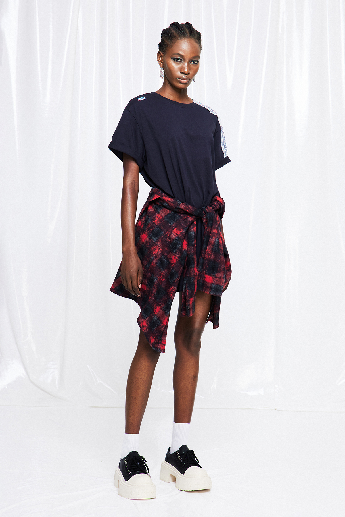 Fumnanya Grid Tie Up Mini Dress