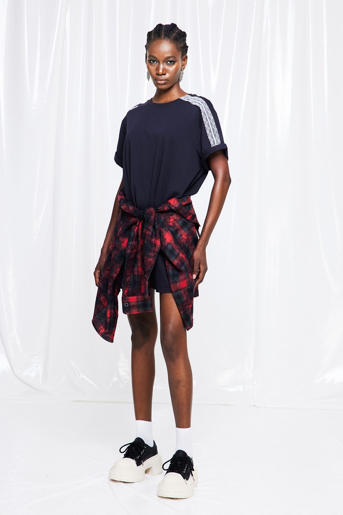 Fumnanya Grid Tie Up Mini Dress