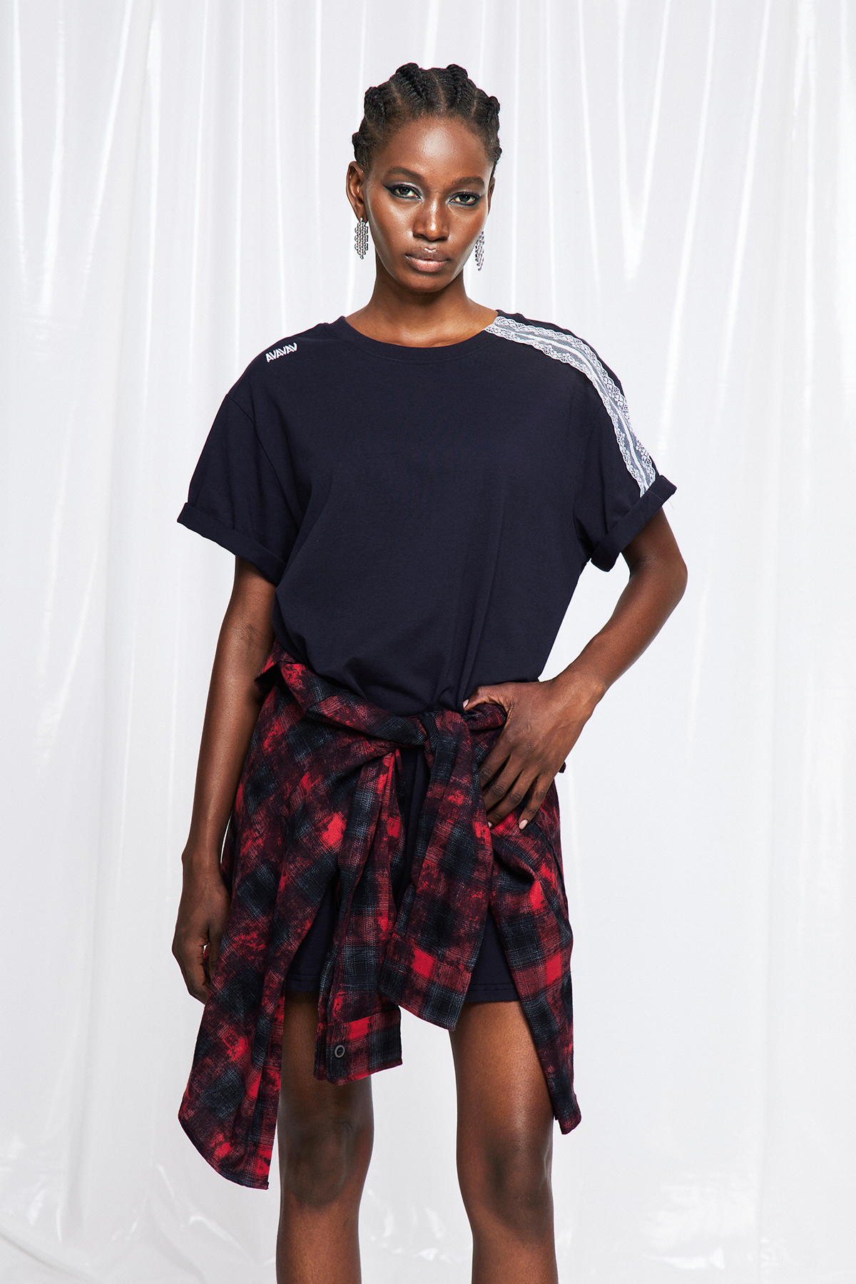 Fumnanya Grid Tie Up Mini Dress