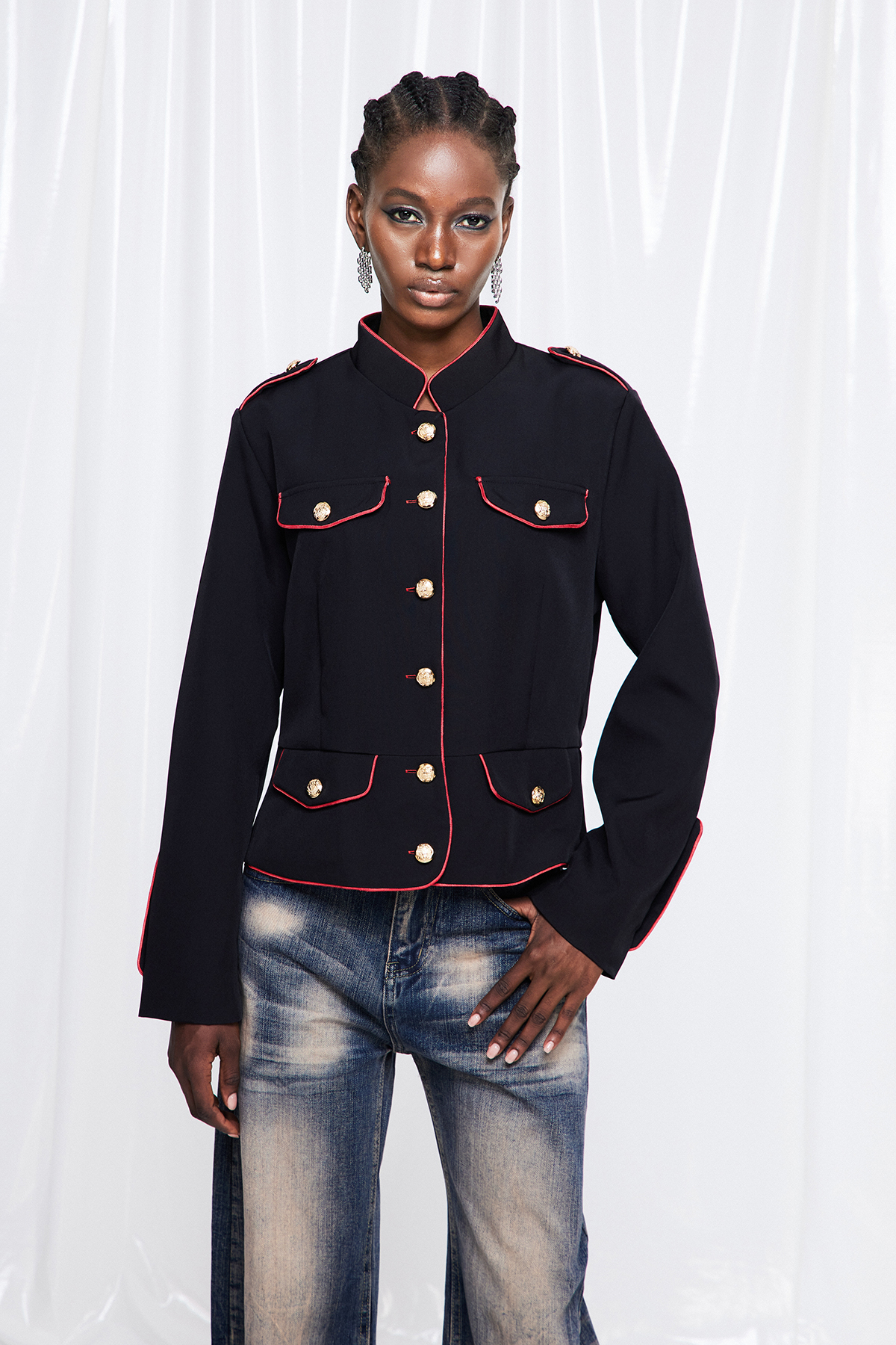 Fungai Button Embellished Napoleon Jacket