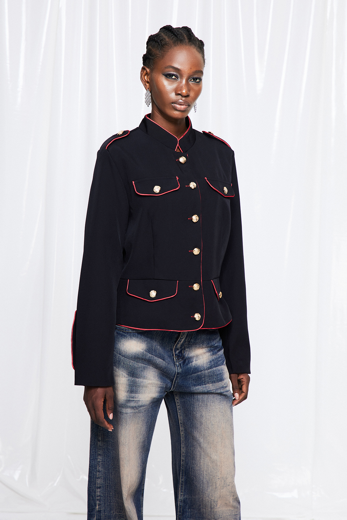 Fungai Button Embellished Napoleon Jacket