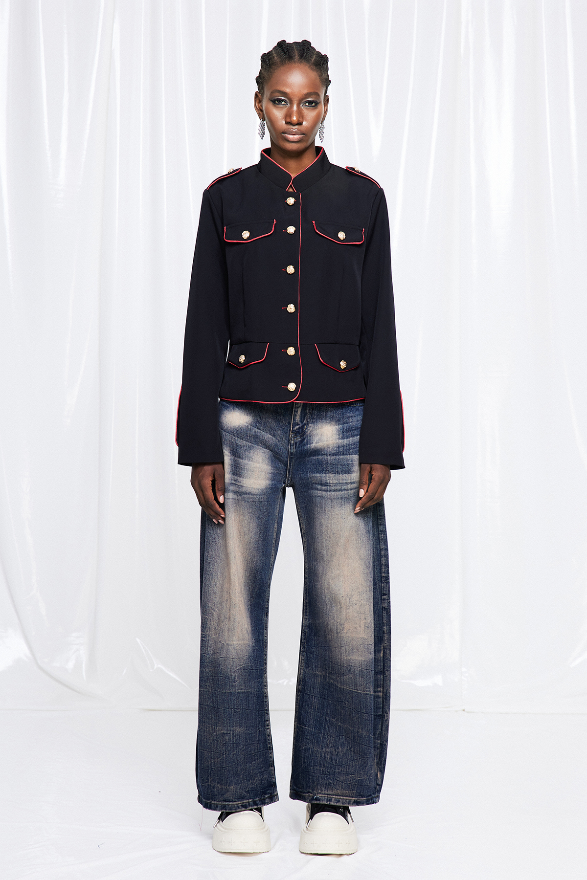 Fungai Button Embellished Napoleon Jacket