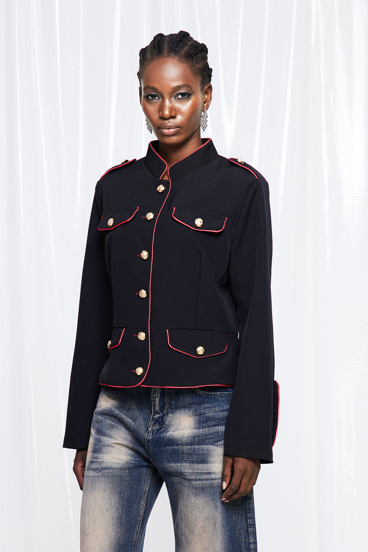 Fungai Button Embellished Napoleon Jacket