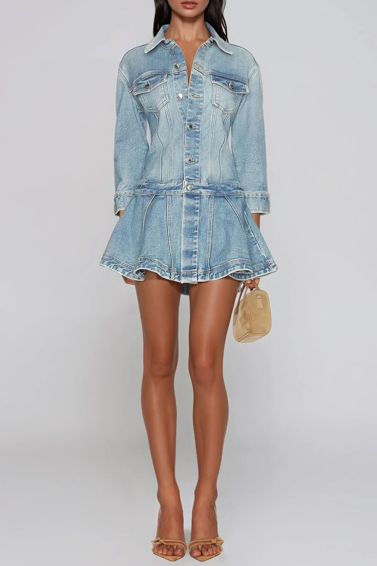 Funs Ruffle Denim Mini Dress