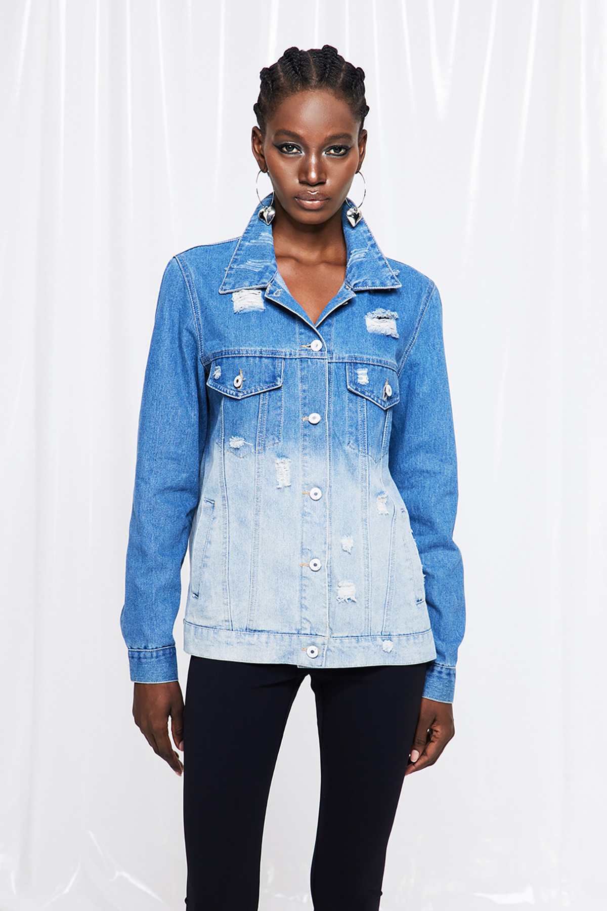 Funske Hayley Ripped Denim Jacket