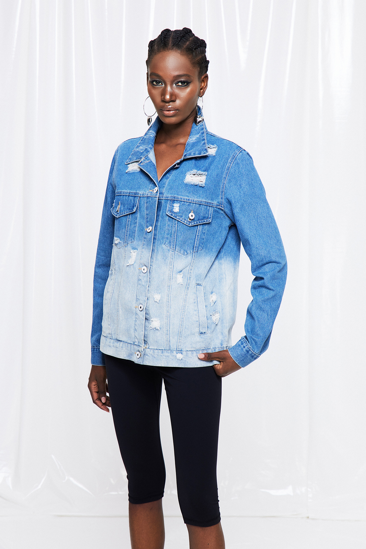 Funske Hayley Ripped Denim Jacket