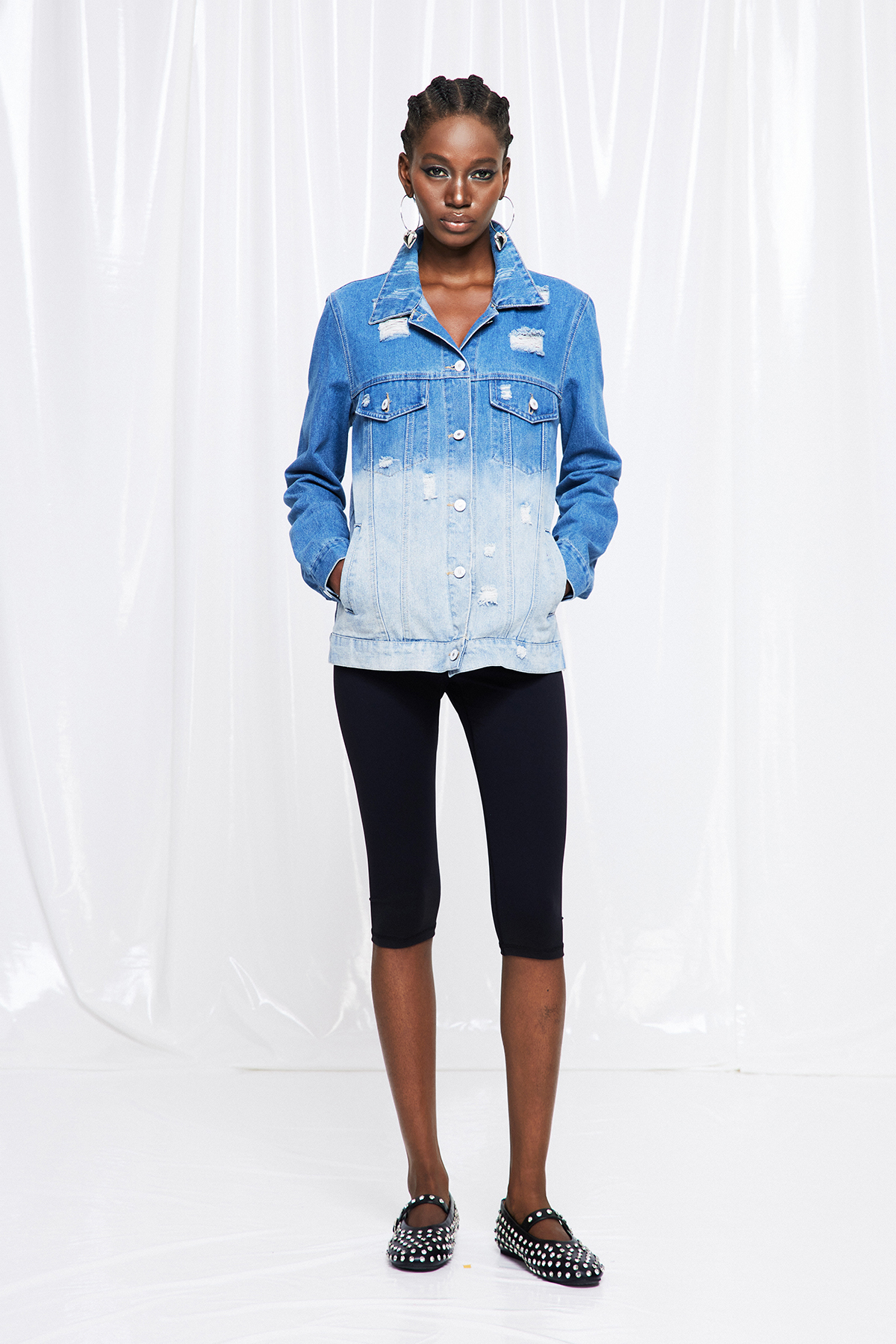Funske Hayley Ripped Denim Jacket