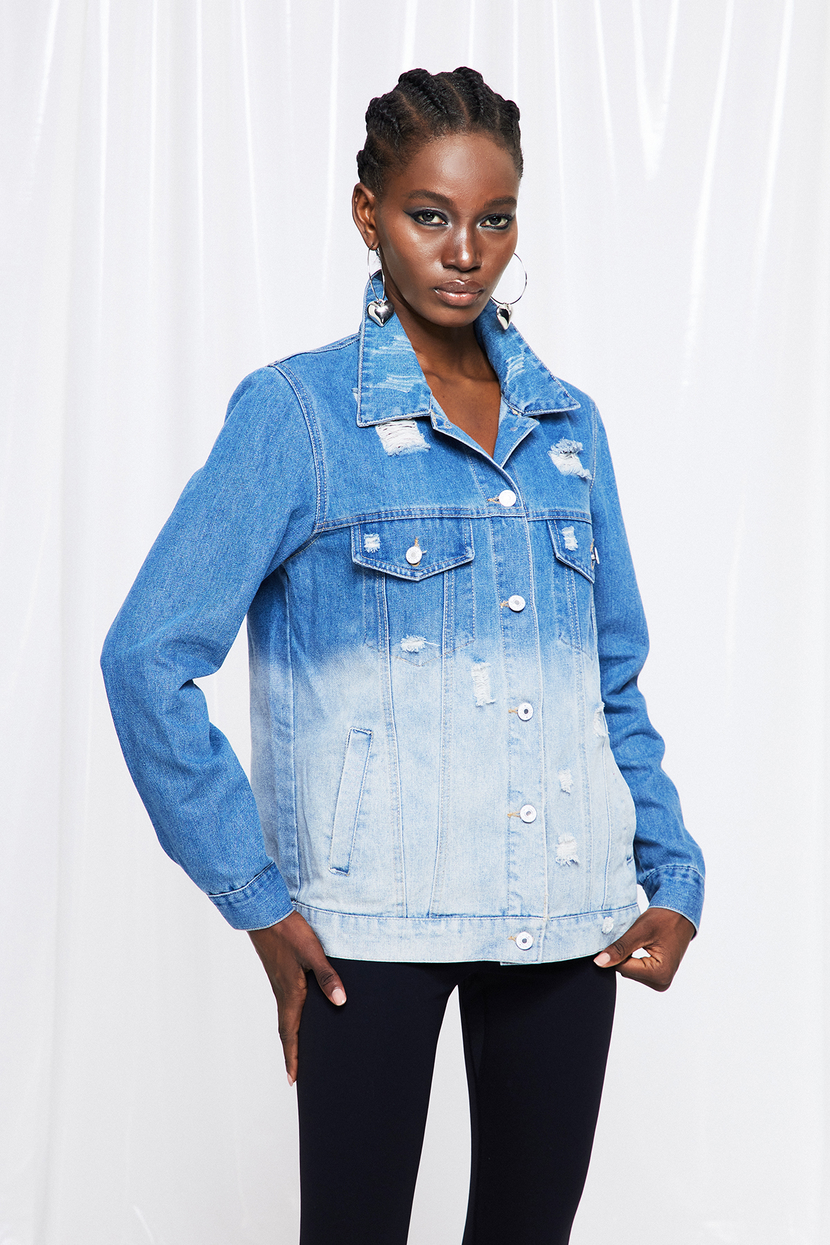 Funske Hayley Ripped Denim Jacket