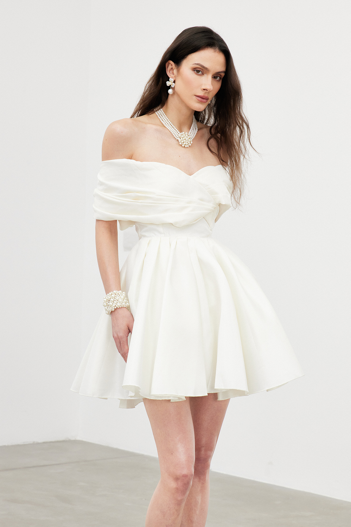 Fusun Off Shoulder Ruffle Mini Dress