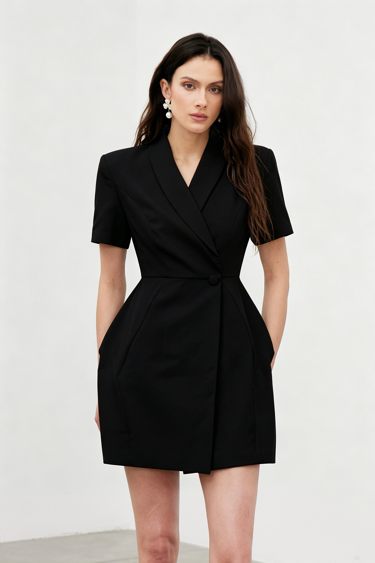 Fyfe Asymmetric Mini Dress In Black