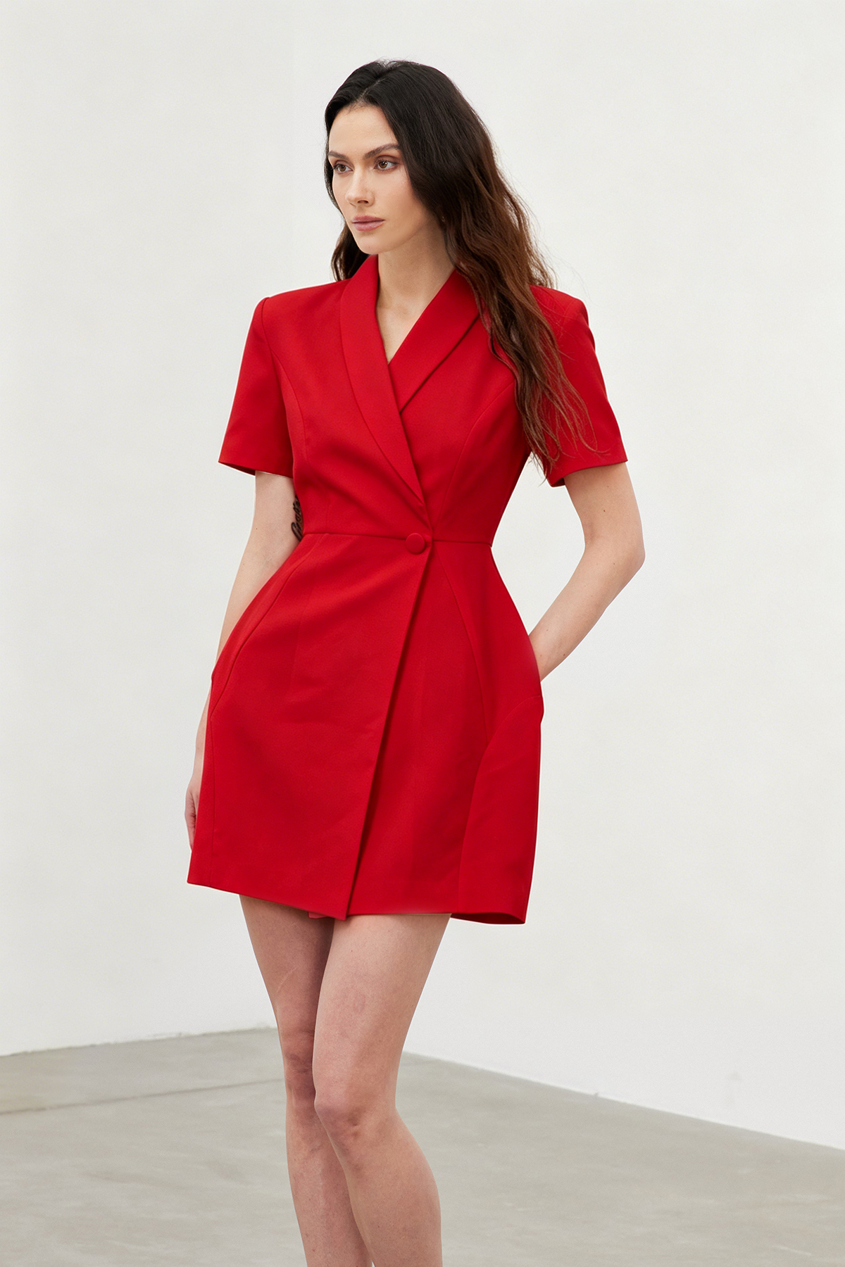 Fyfe Asymmetric Mini Dress In Red