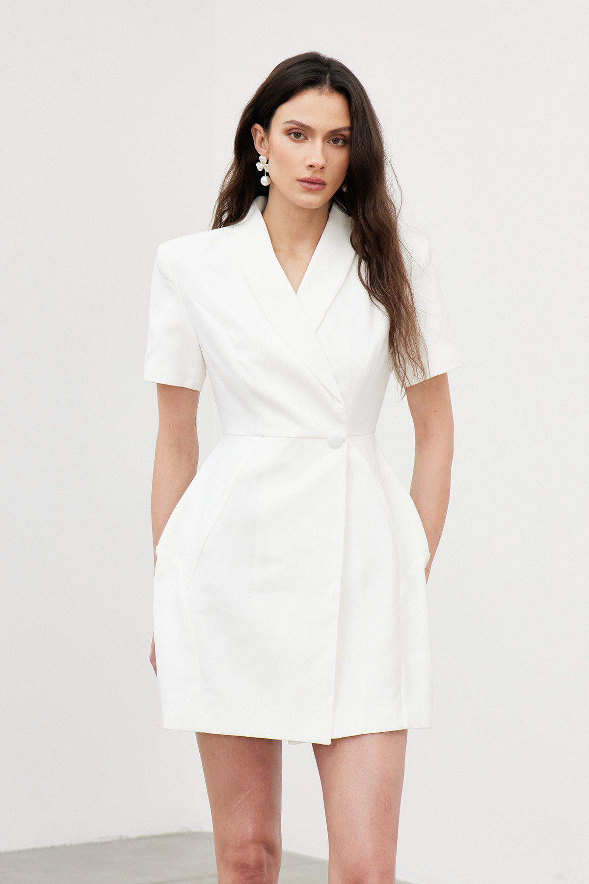 Fyfe Asymmetric Mini Dress In White
