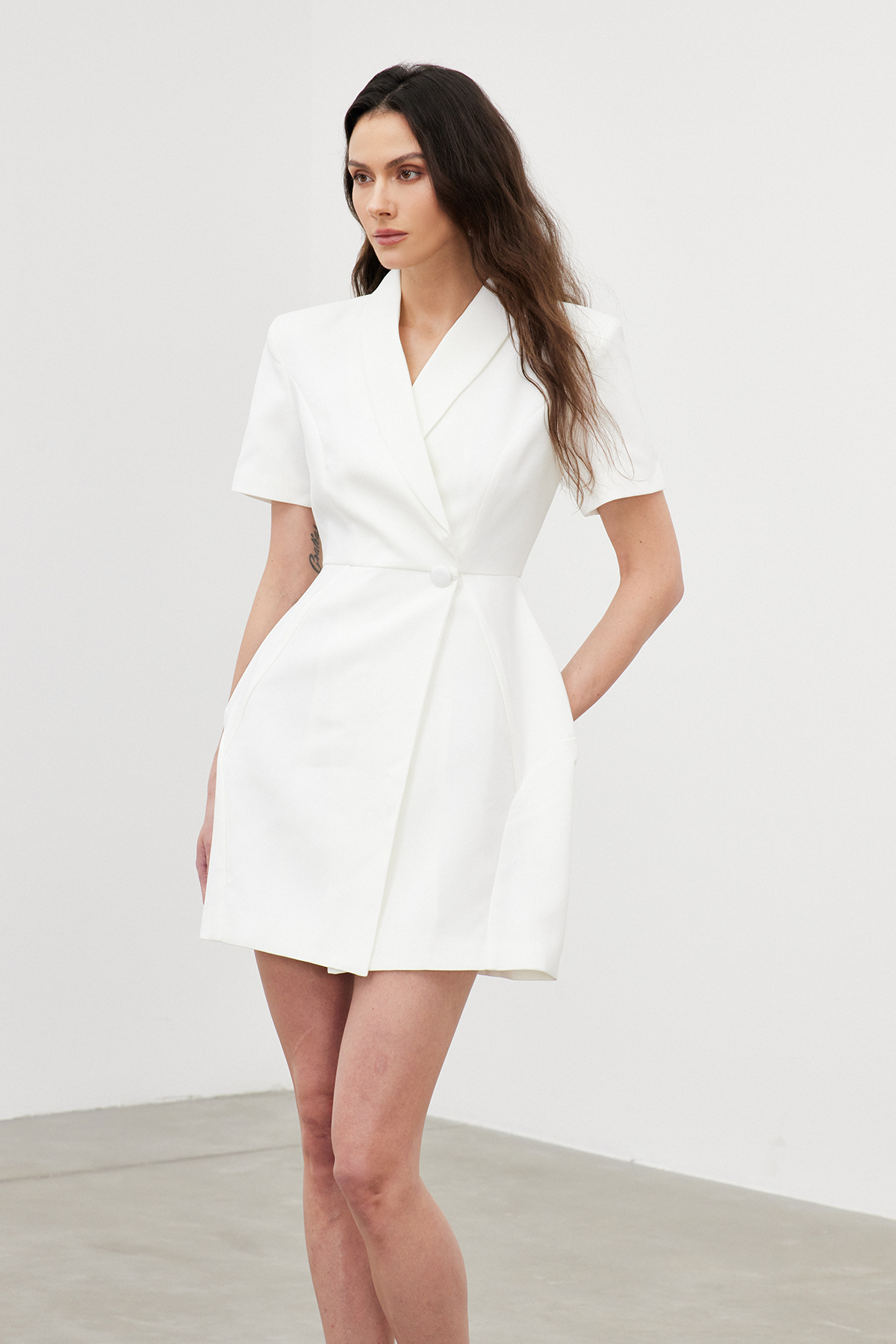Fyfe Asymmetric Mini Dress In White