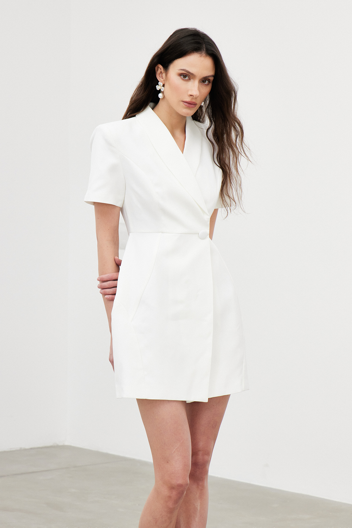 Fyfe Asymmetric Mini Dress In White