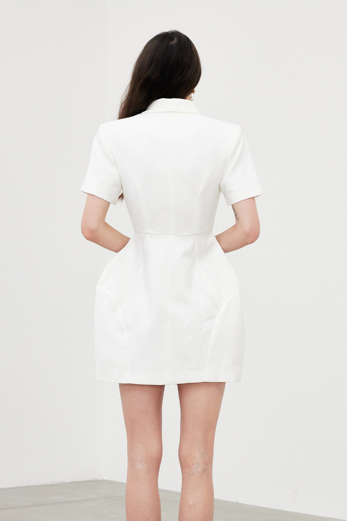 Fyfe Asymmetric Mini Dress In White