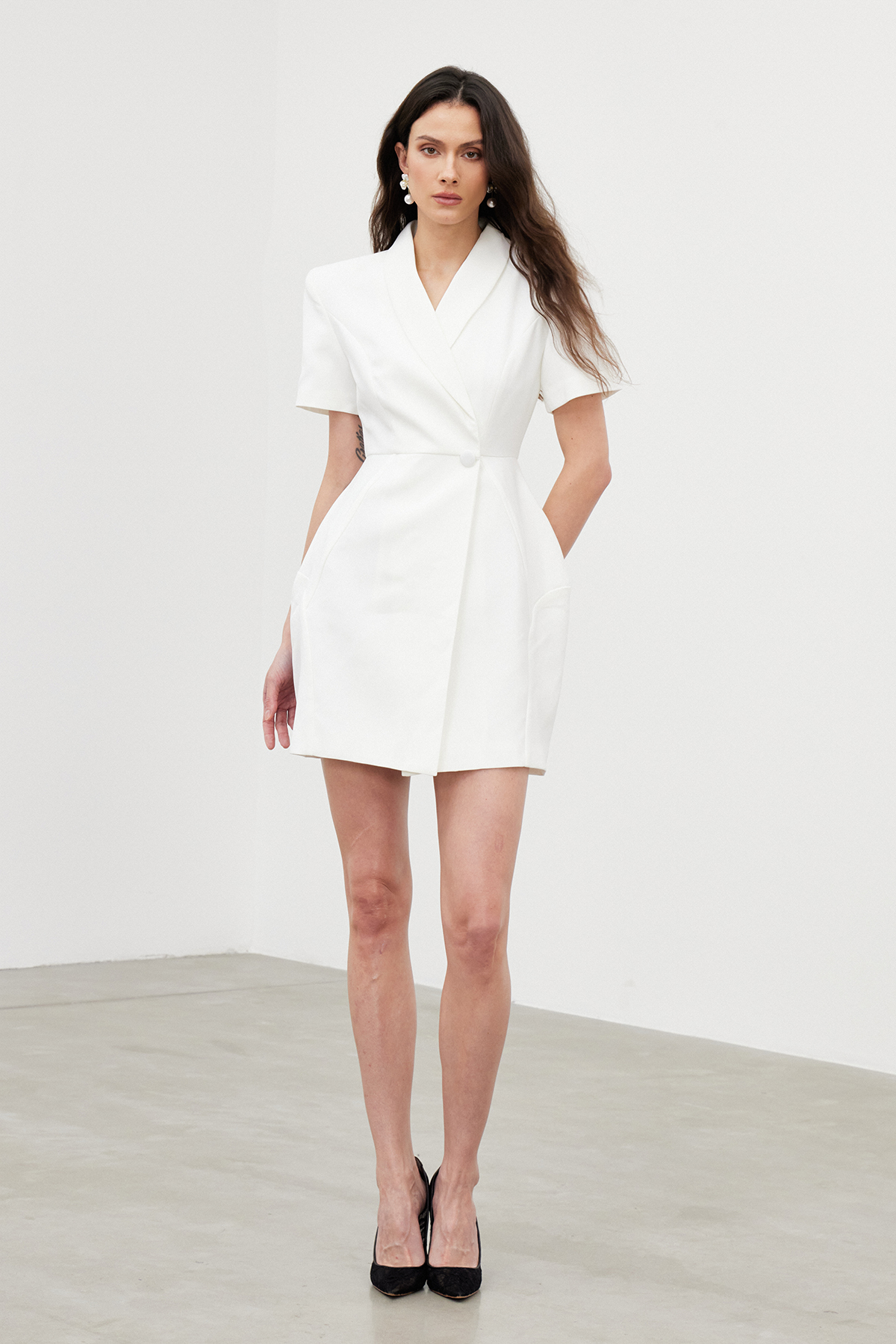 Fyfe Asymmetric Mini Dress In White
