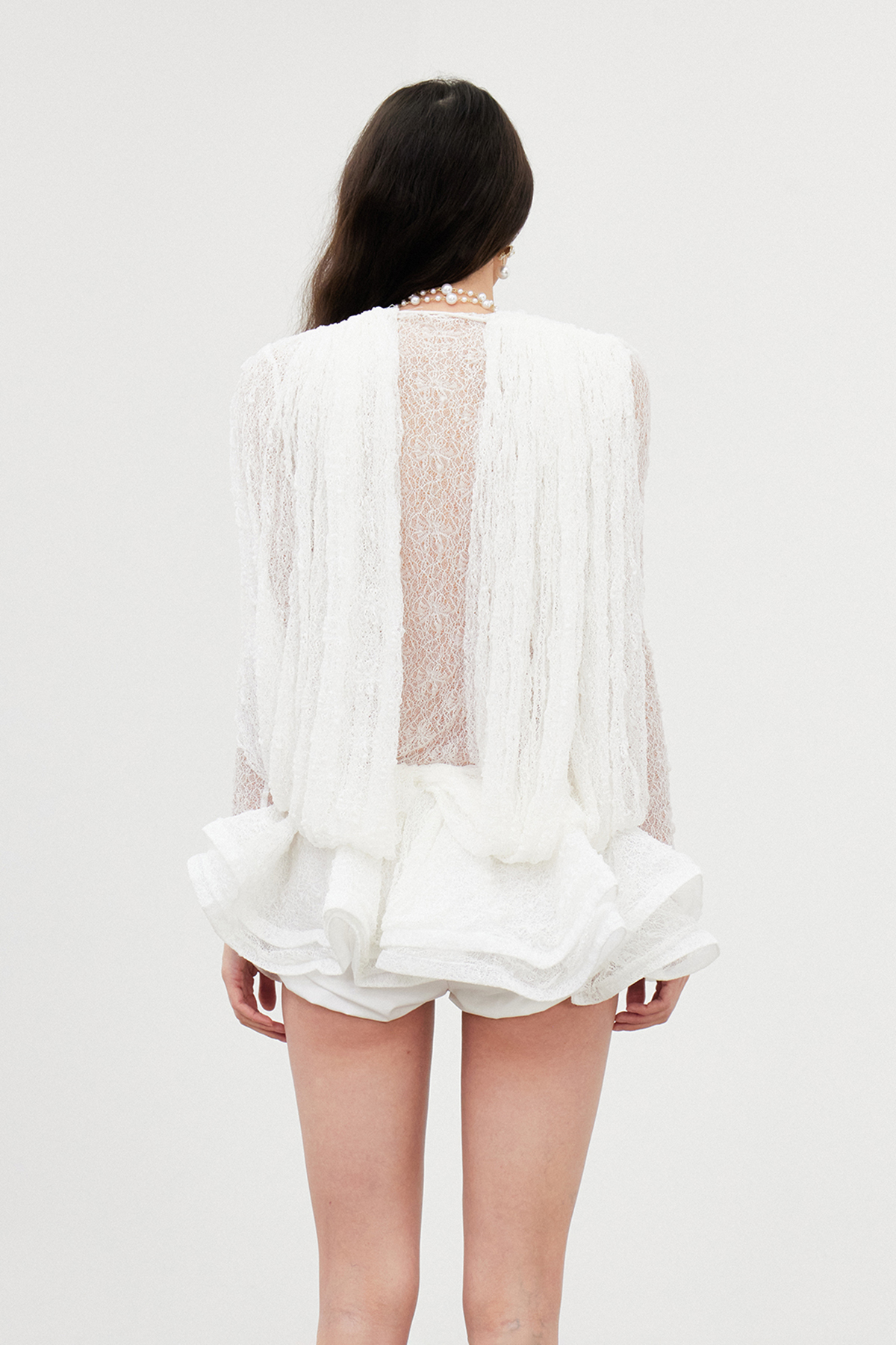 Fyodor Mesh Draped Ruffle Mini Dress