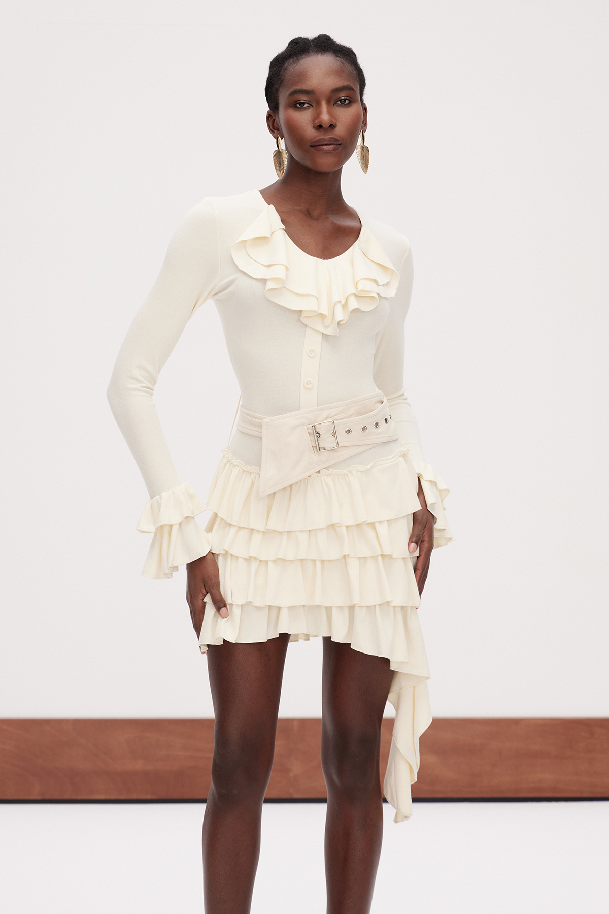 Gabriele Asymmetric Mini Tiered Dress