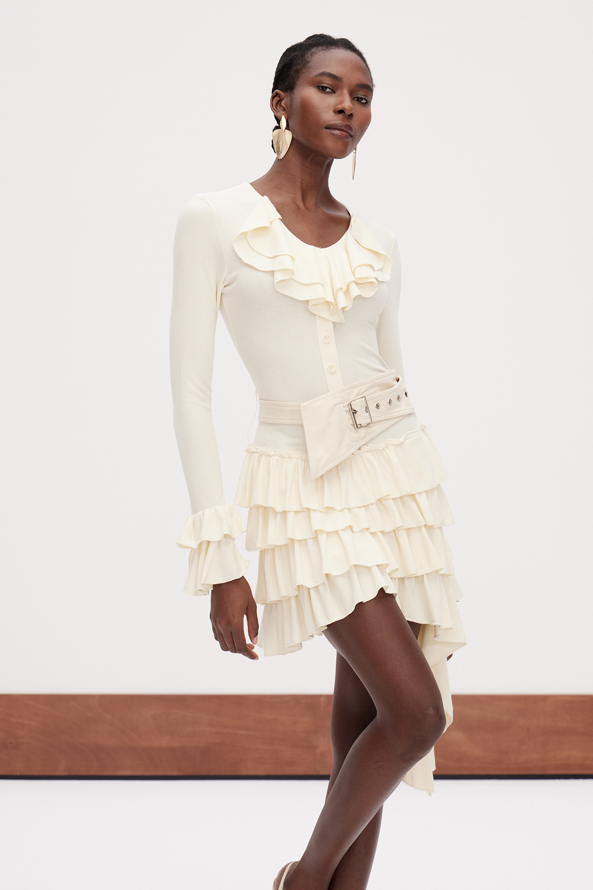 Gabriele Asymmetric Mini Tiered Dress