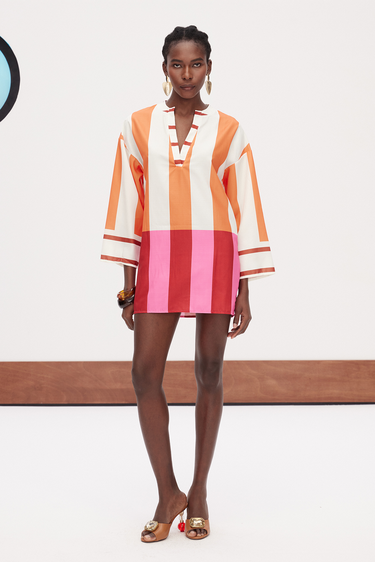 Gabrielius V Neck Colorblock Mini Dress